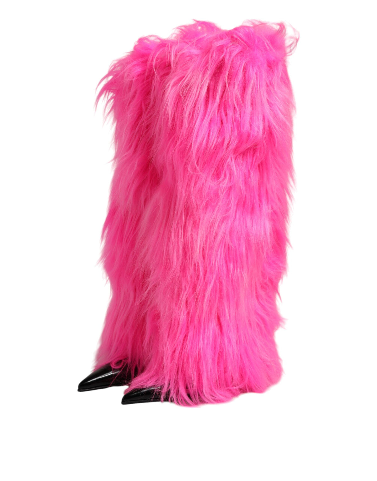 Step into opulence with Dolce & Gabbana Pink Faux Fur Leather High Heels Boots, a luxurious blend of exquisite craftsmanship and timeless elegance, perfect for any discerning fashionista.