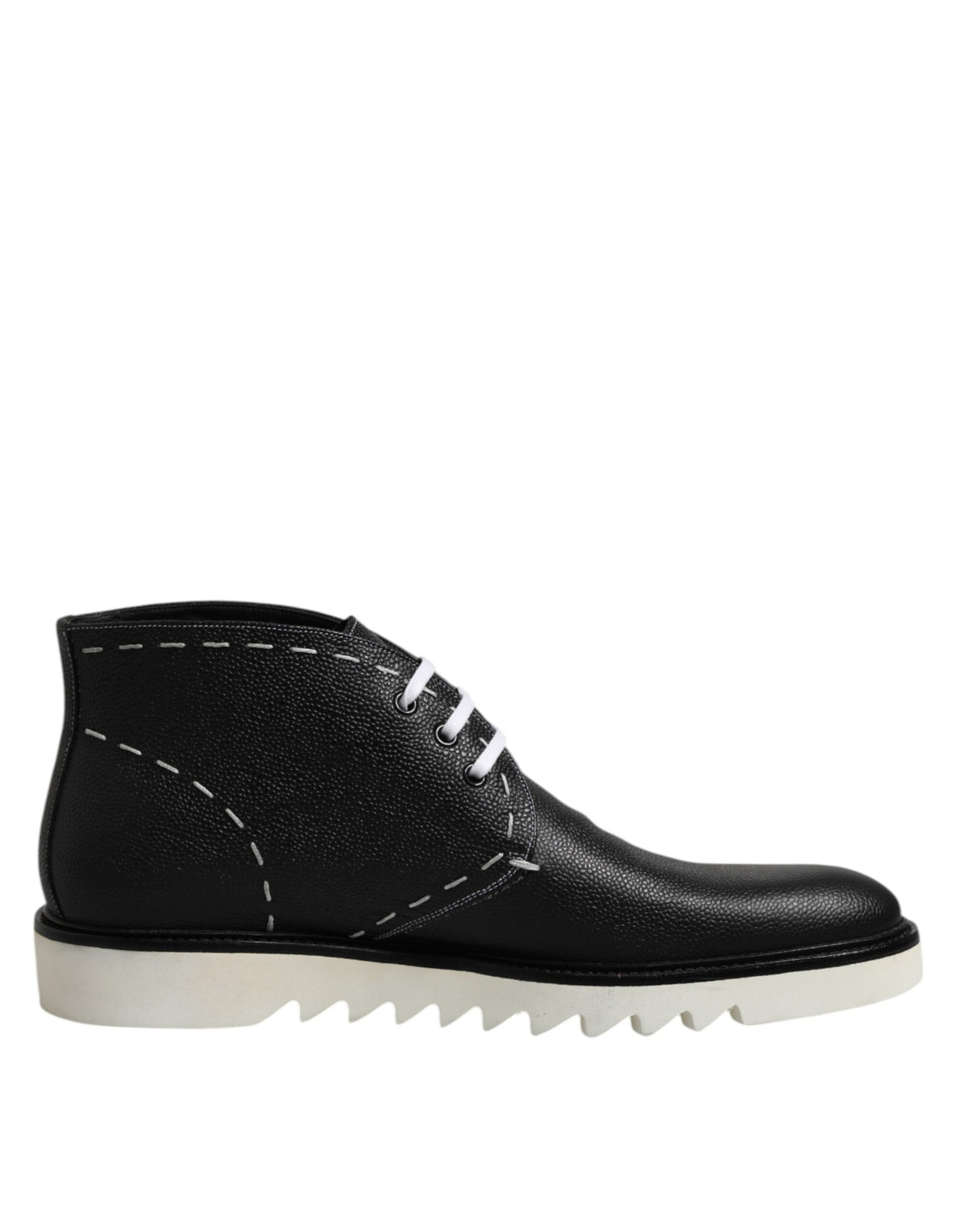 Indulge in the exquisite Dolce & Gabbana Black White Leather Ankle Boots, where artisanal craftsmanship meets timeless elegance, perfect for the discerning individual.
