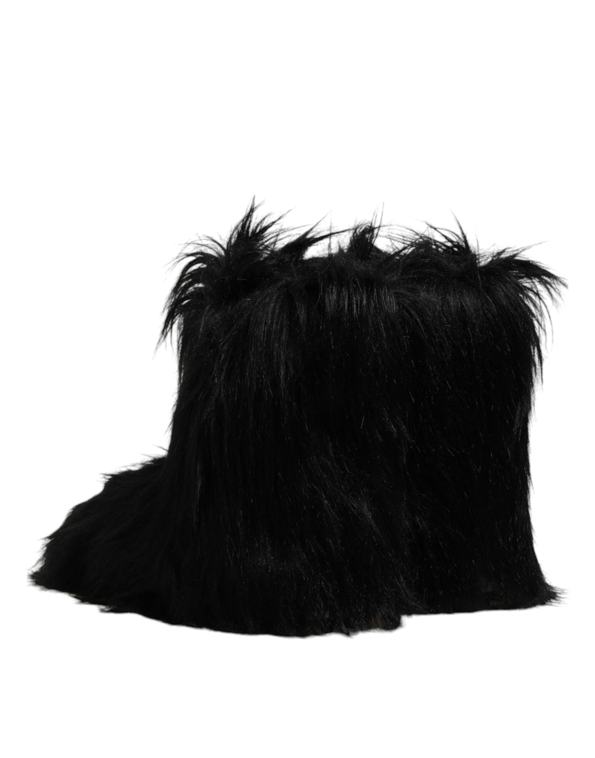 Step into a realm of elegance with Dolce & Gabbana's Black Faux Fur Mid Calf Boots, where exquisite craftsmanship meets timeless allure, perfect for the discerning individual.