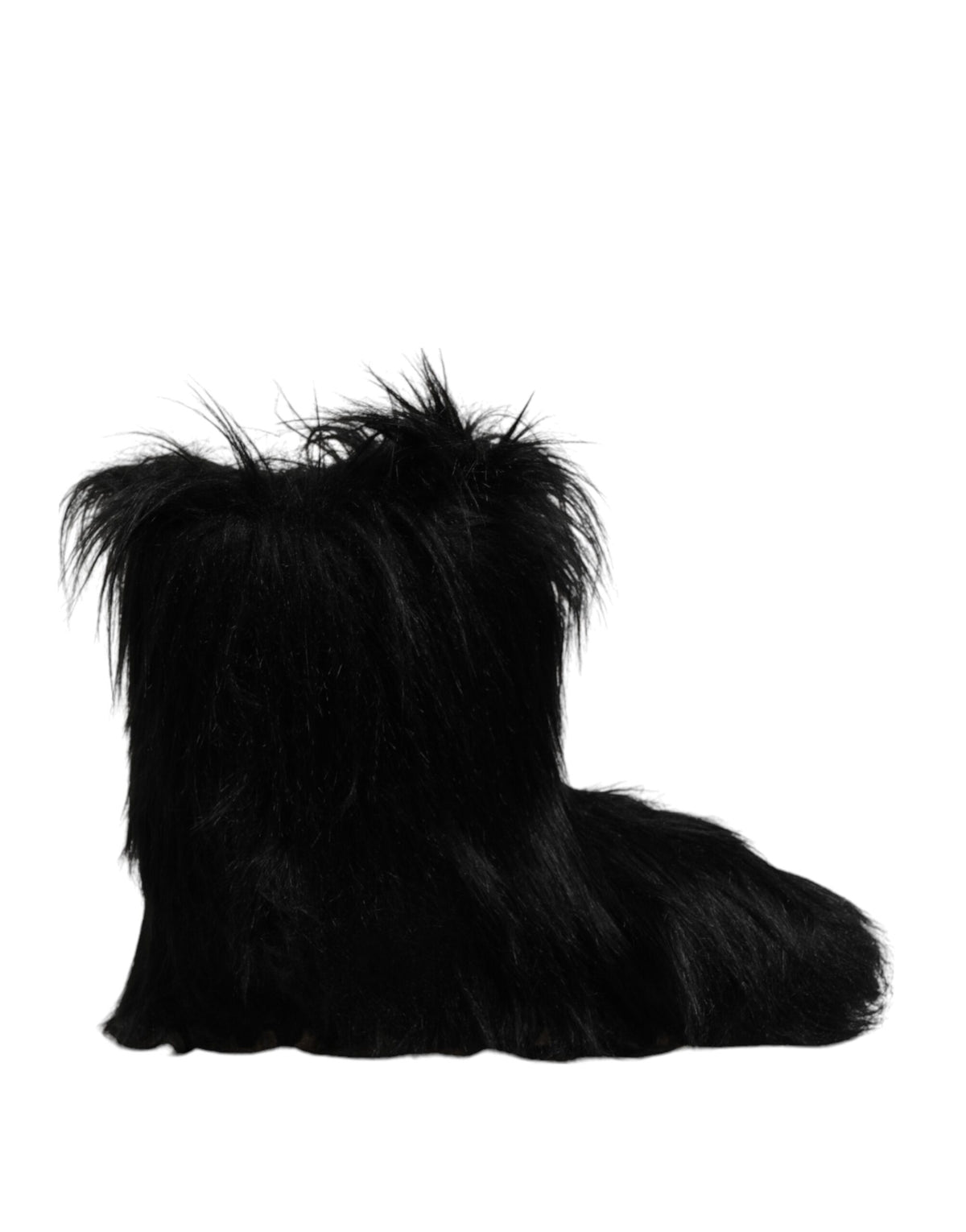 Step into elegance with Dolce & Gabbana's Black Faux Fur Mid Calf Boots, where exquisite craftsmanship meets timeless allure, perfect for the discerning individual.