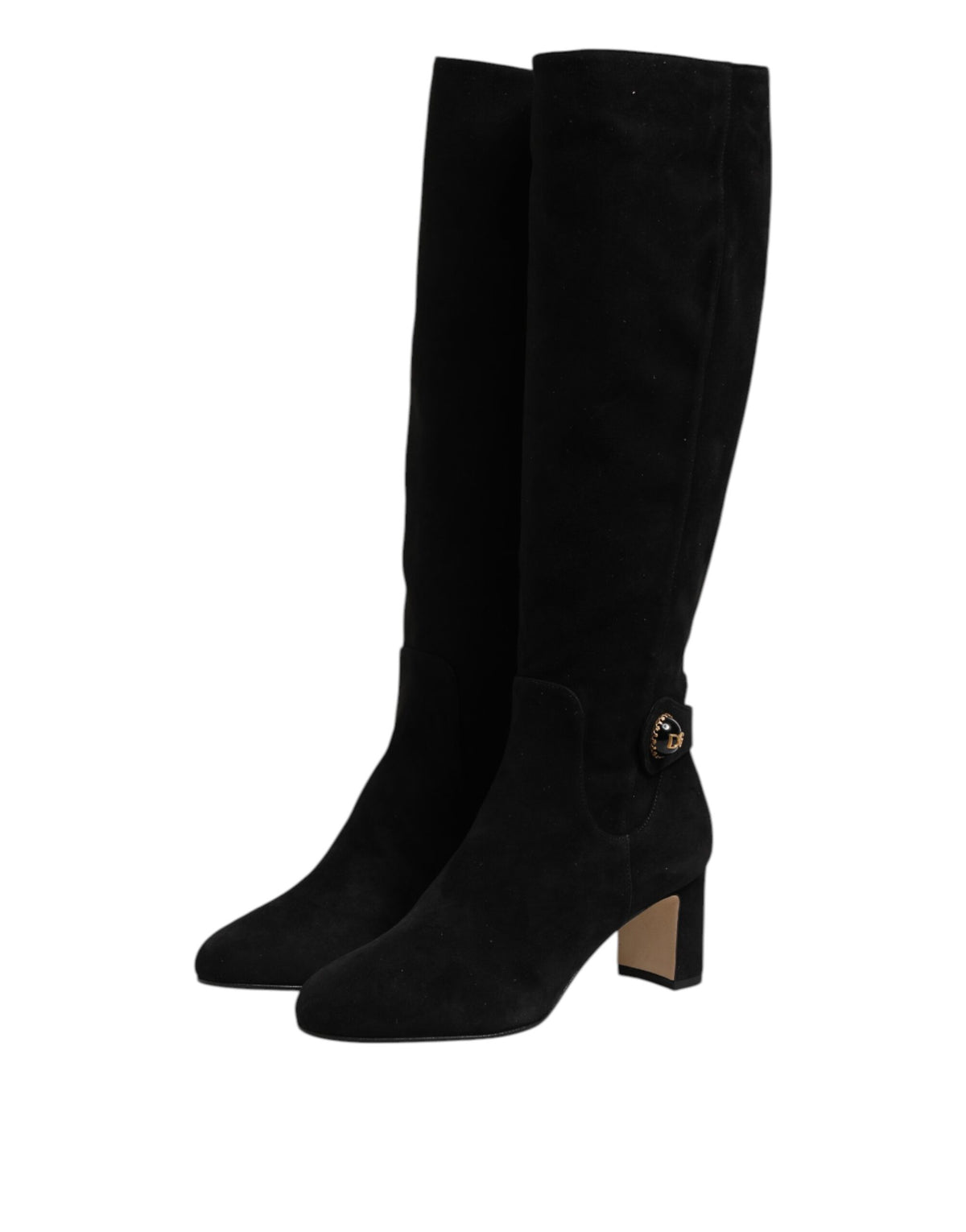 Indulge in the allure of Dolce & Gabbana's Black Suede Leather Knee High Boots, where exquisite Italian craftsmanship meets timeless elegance for the discerning individual.