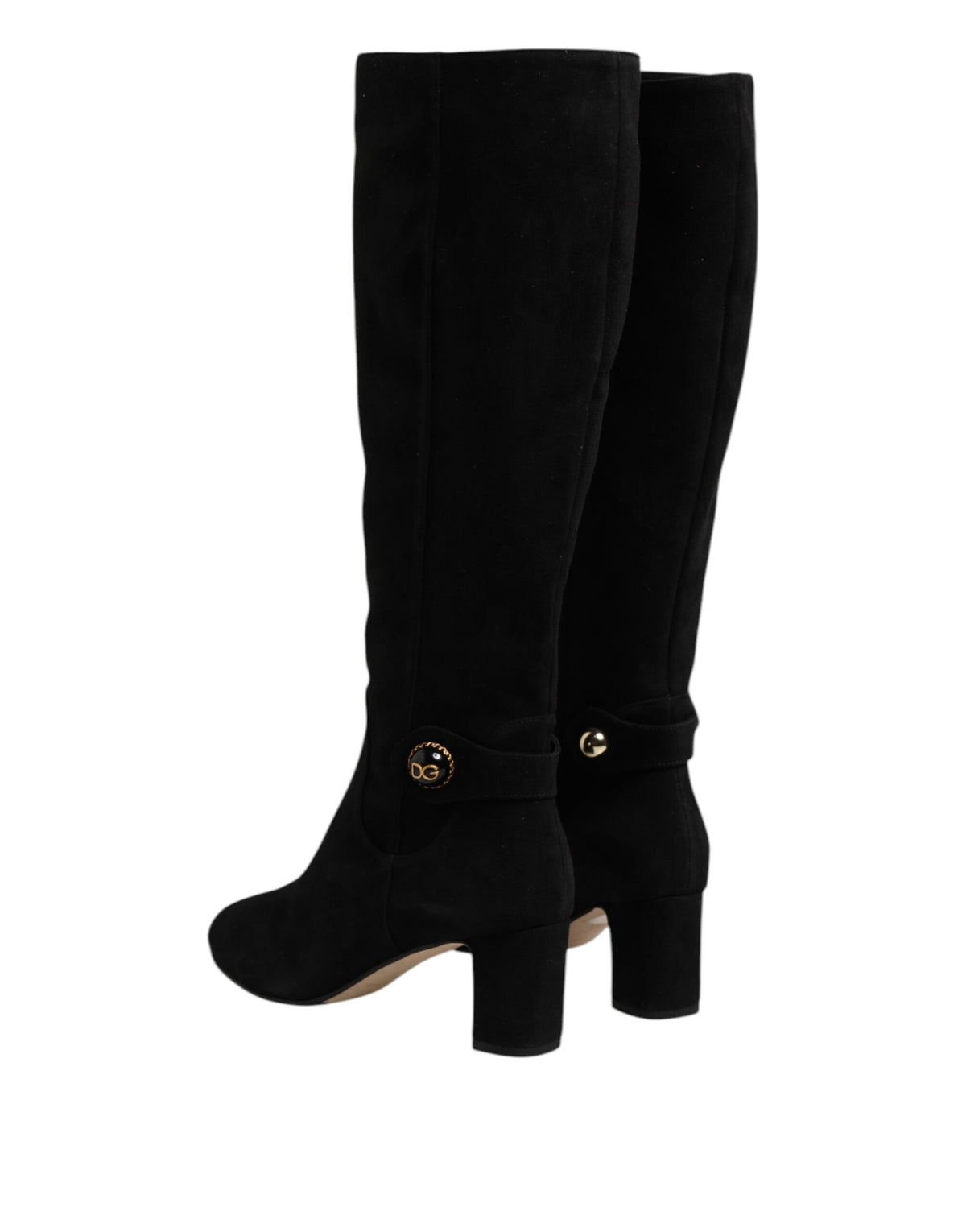 Indulge in the exquisite allure of Dolce & Gabbana's Black Suede Leather Knee High Boots, where Italian craftsmanship meets timeless elegance for the discerning individual.