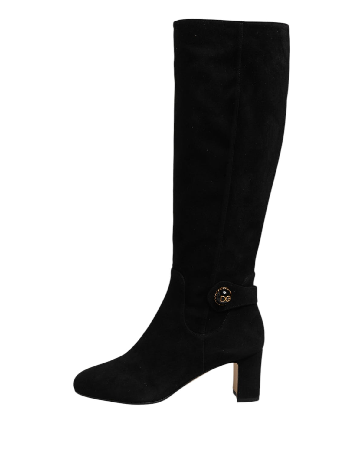 Indulge in the exquisite allure of Dolce & Gabbana's Black Suede Leather Knee High Boots, where Italian craftsmanship meets timeless elegance, elevating your style to unparalleled heights.