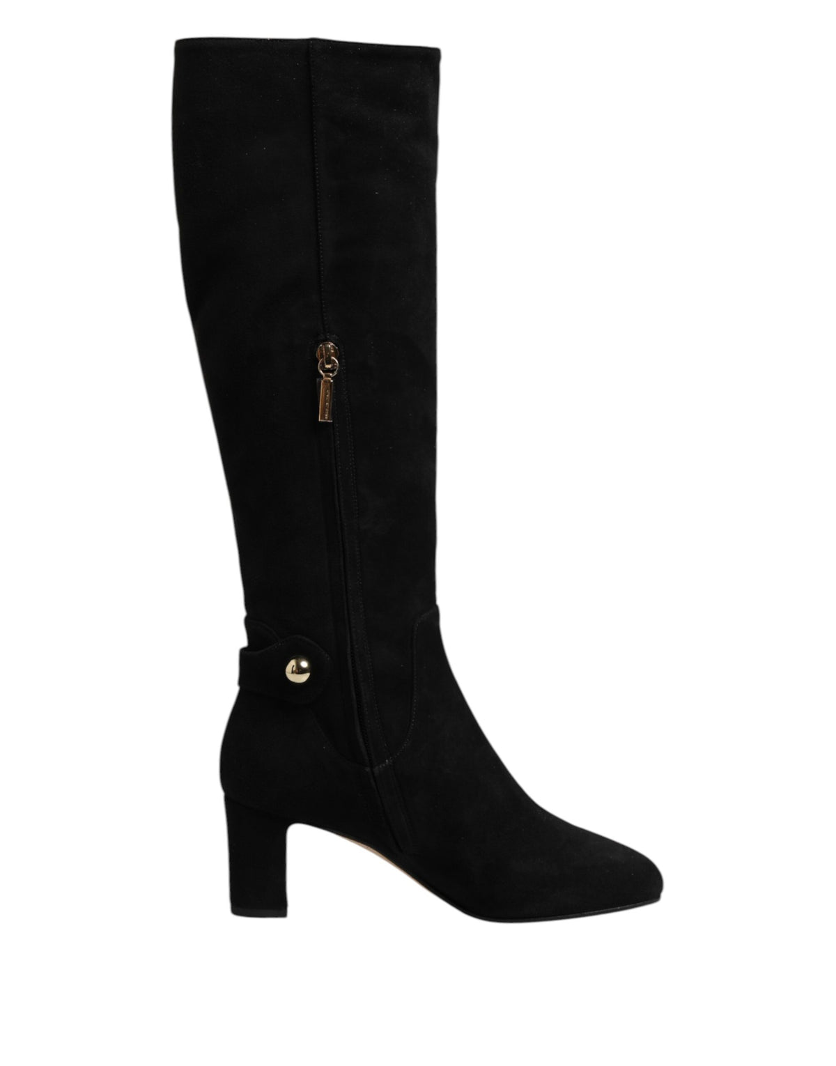 Indulge in the allure of Dolce & Gabbana's Black Suede Leather Knee High Boots, where exquisite Italian craftsmanship meets timeless elegance, perfect for the discerning individual.