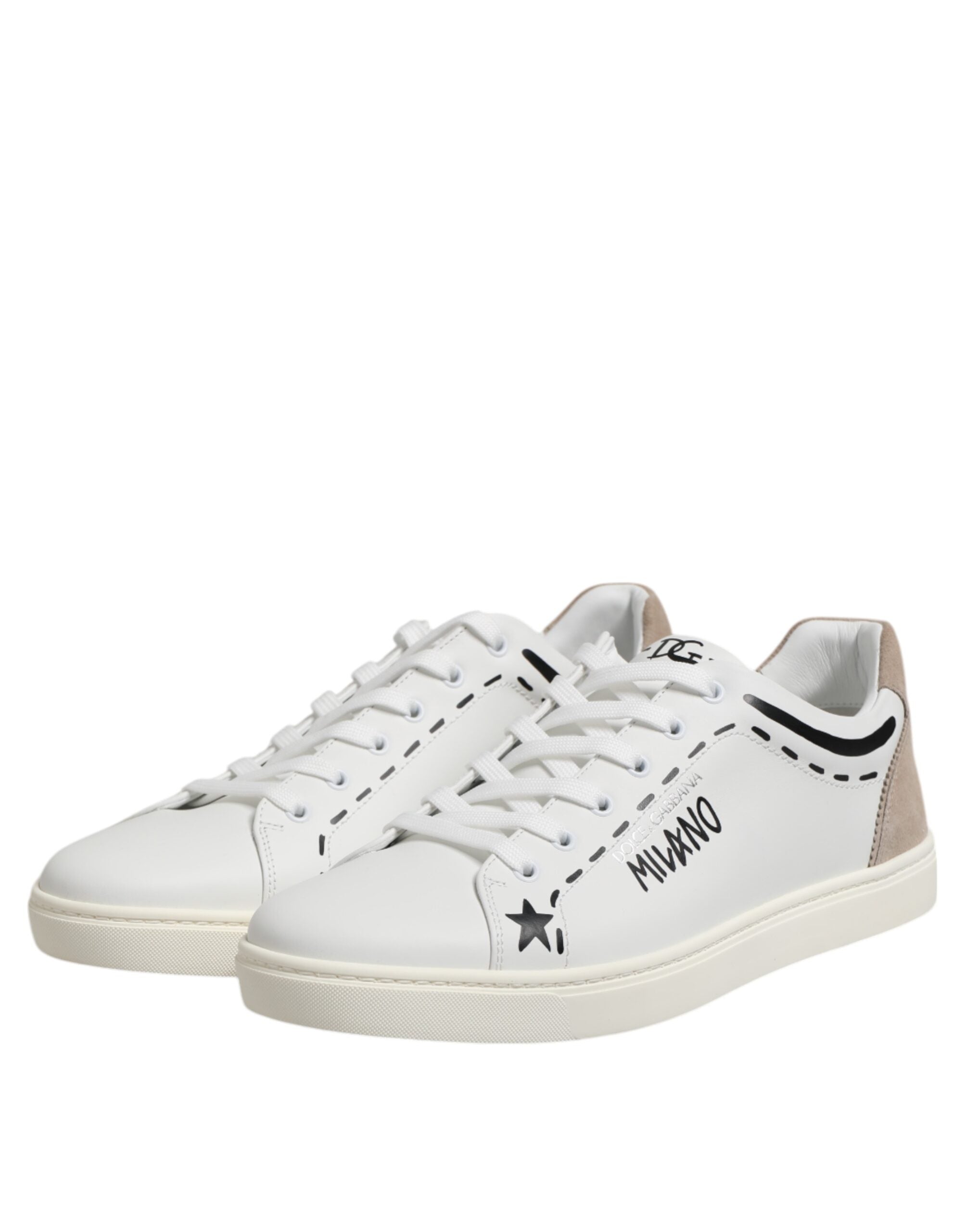 Dolce & Gabbana White Leather MILANO Low Top Sneakers Shoes