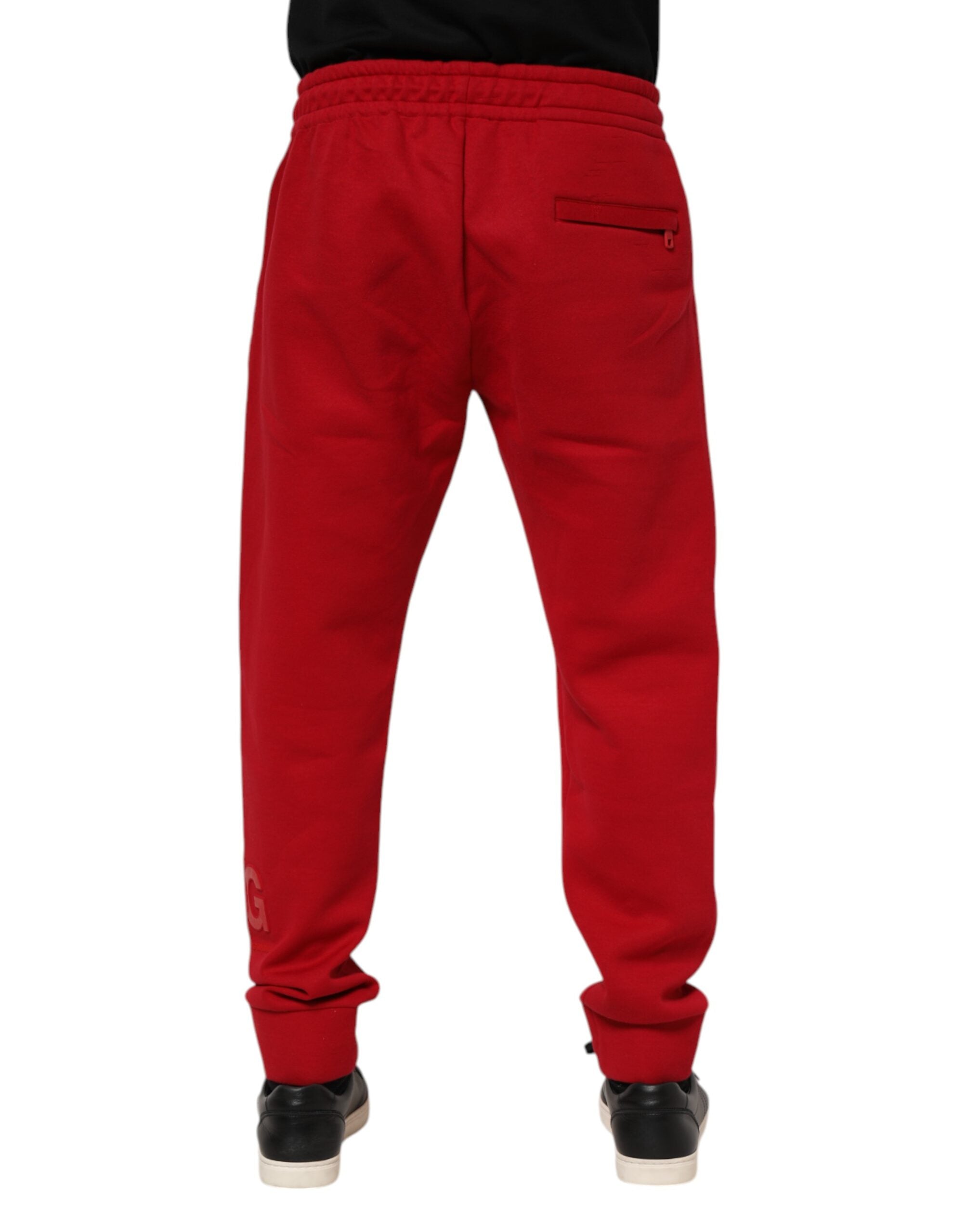 Dolce & Gabbana Red Cotton Logo Jogger Men Sweatpants Pants