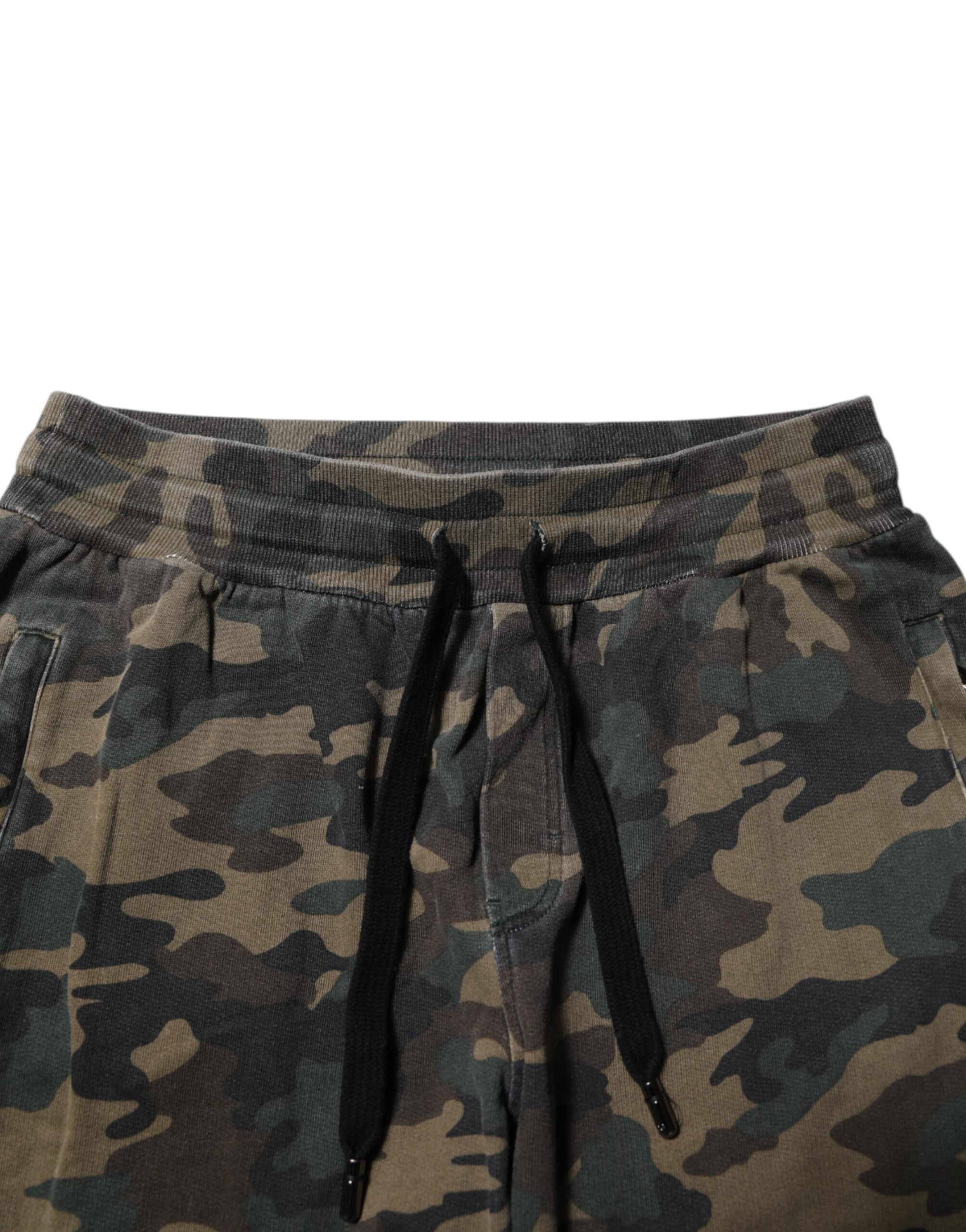 Dolce & Gabbana Brown Camouflage Cotton Men Jogger Pants