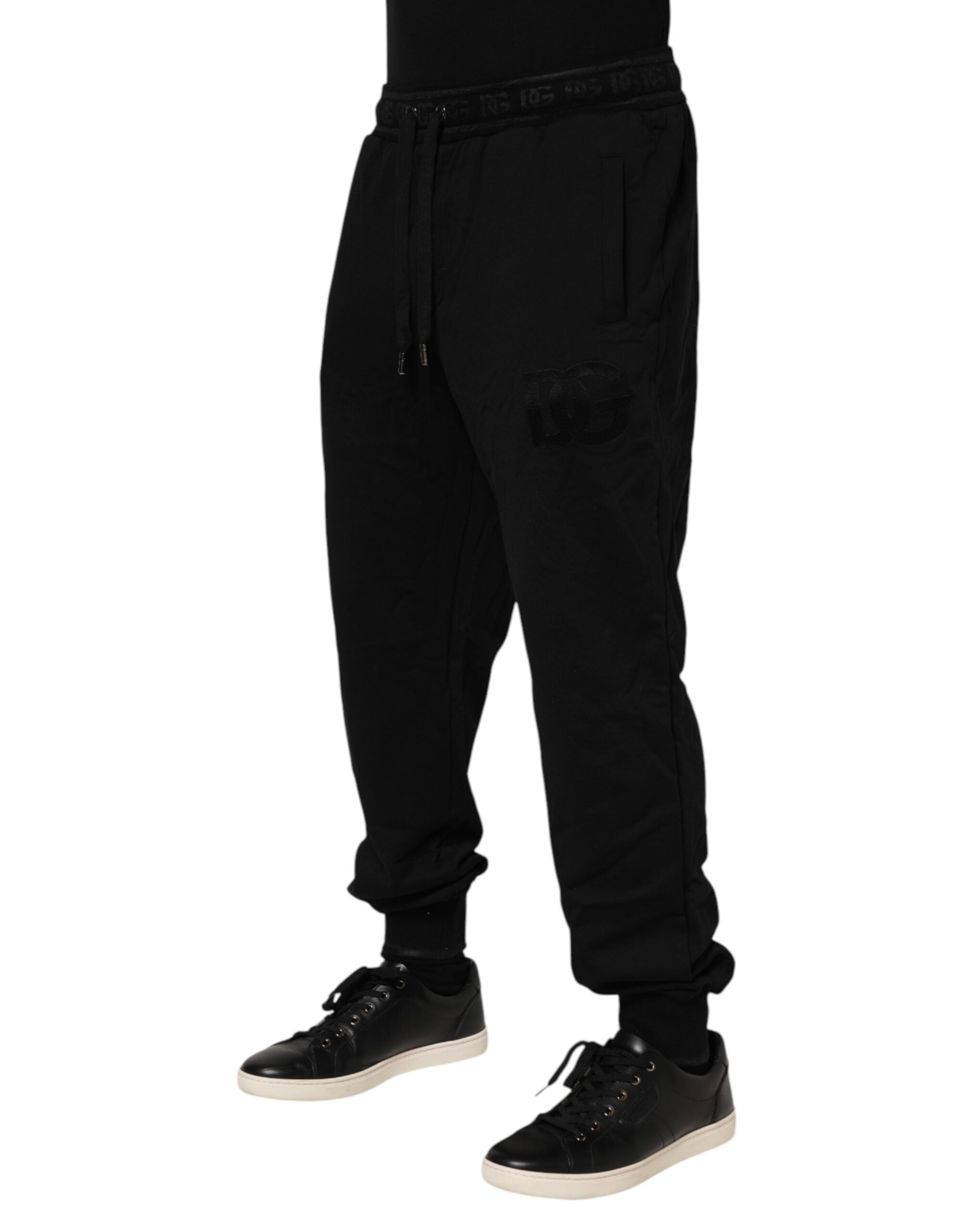 Dolce & Gabbana Black Cotton Drawstring Jogger Pants