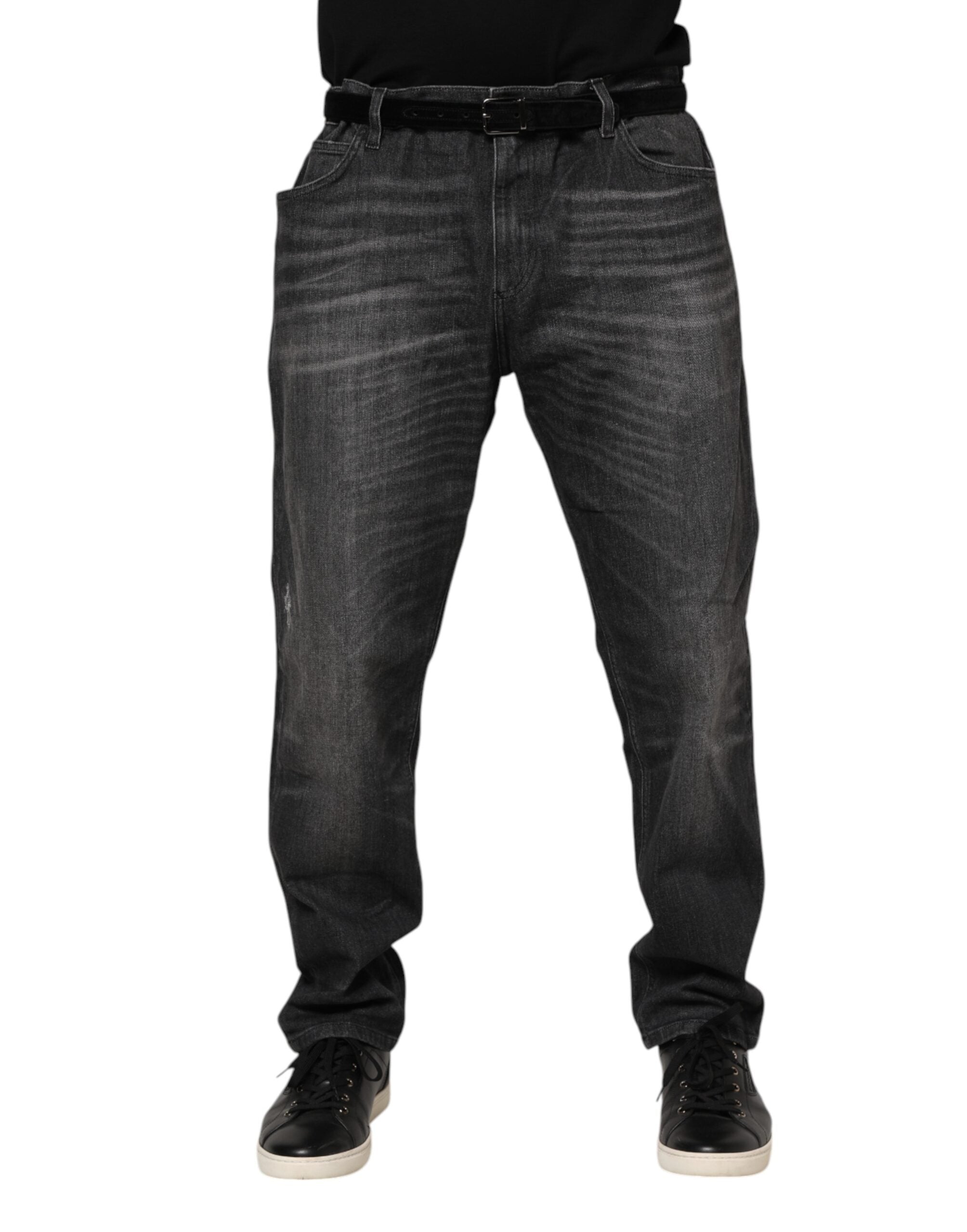 Dolce & Gabbana Gray Washed Loose Denim Jeans Couture Elegance