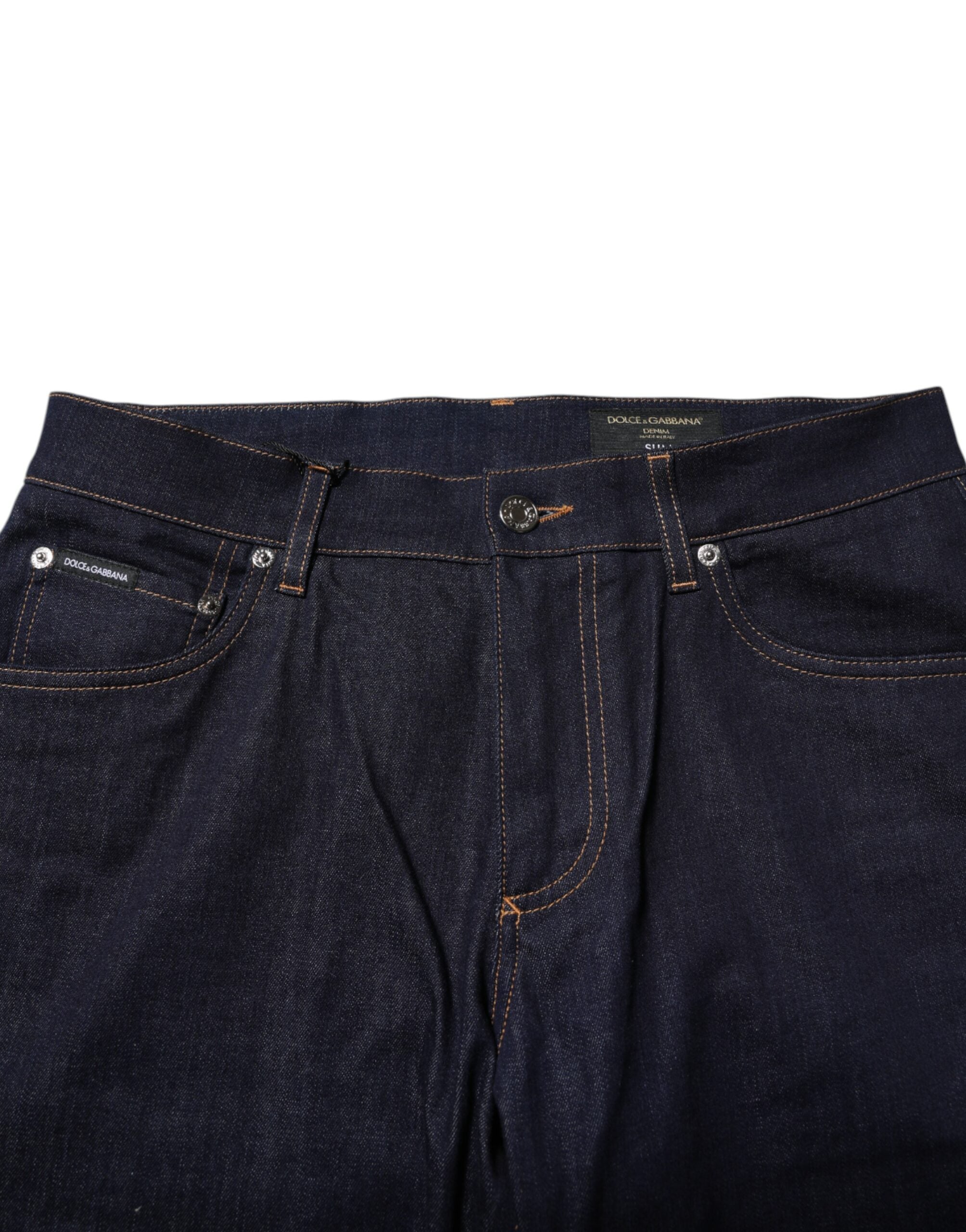 Dolce & Gabbana Dark Blue Slim Fit Denim Jeans for Timeless Elegance
