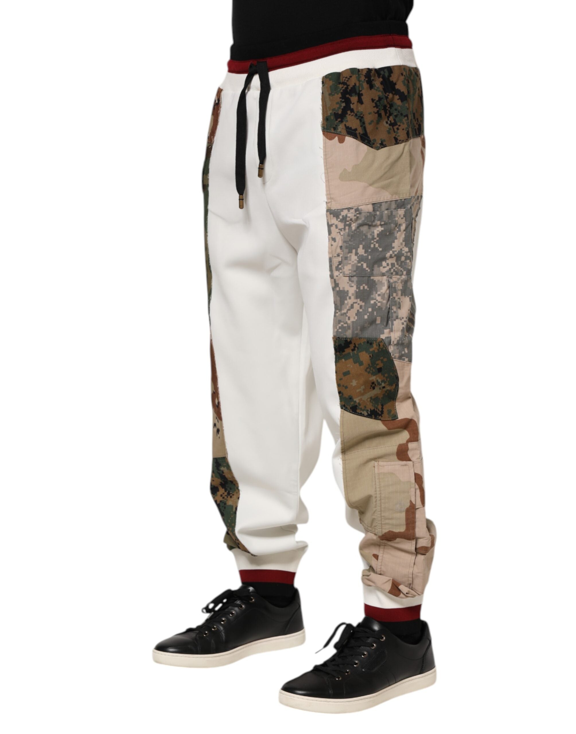 Dolce & Gabbana White Patchwork Jogger Pants - Luxury Redefined