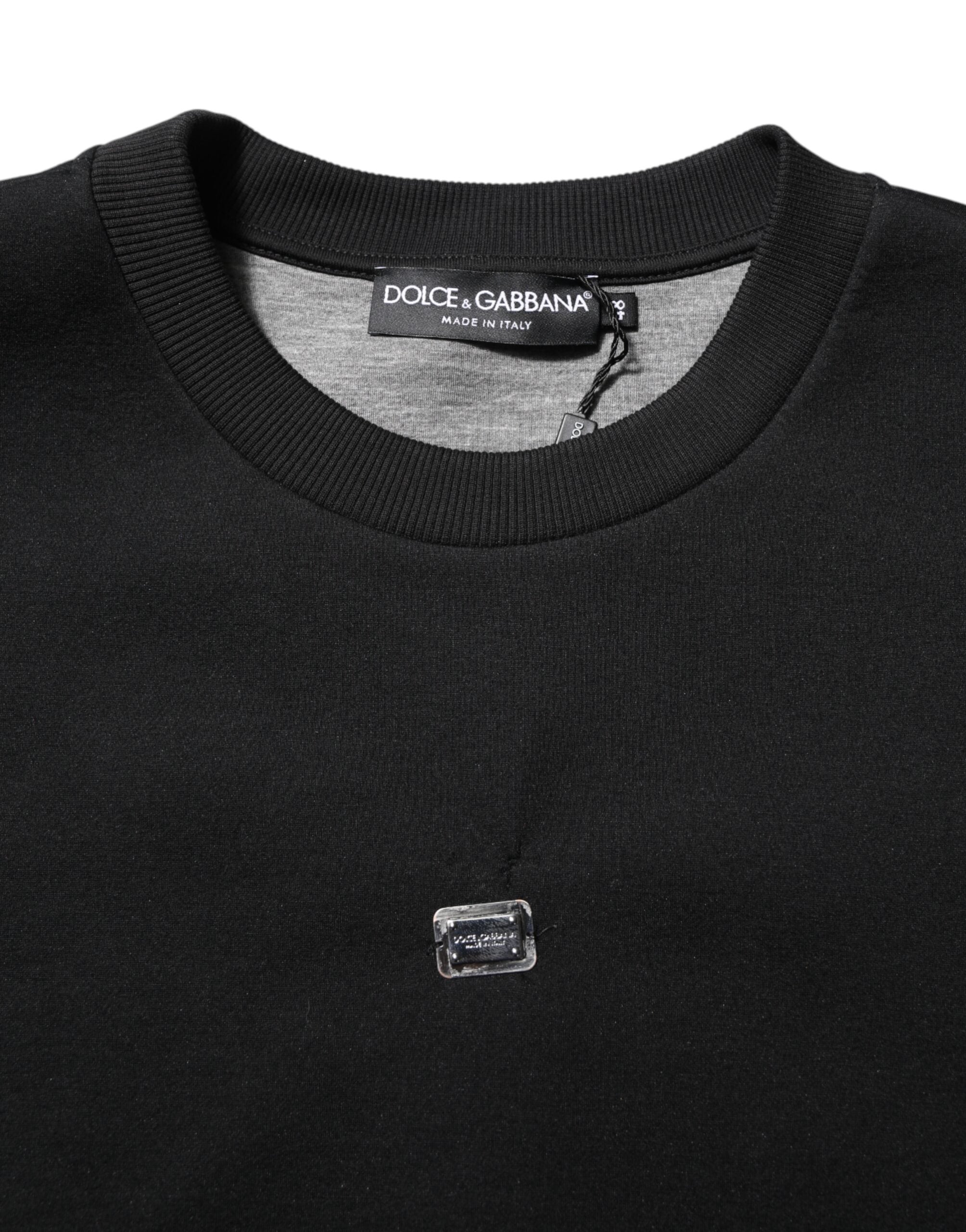 Dolce & Gabbana Black Modal DG Logo Plaque Pullover Sweater