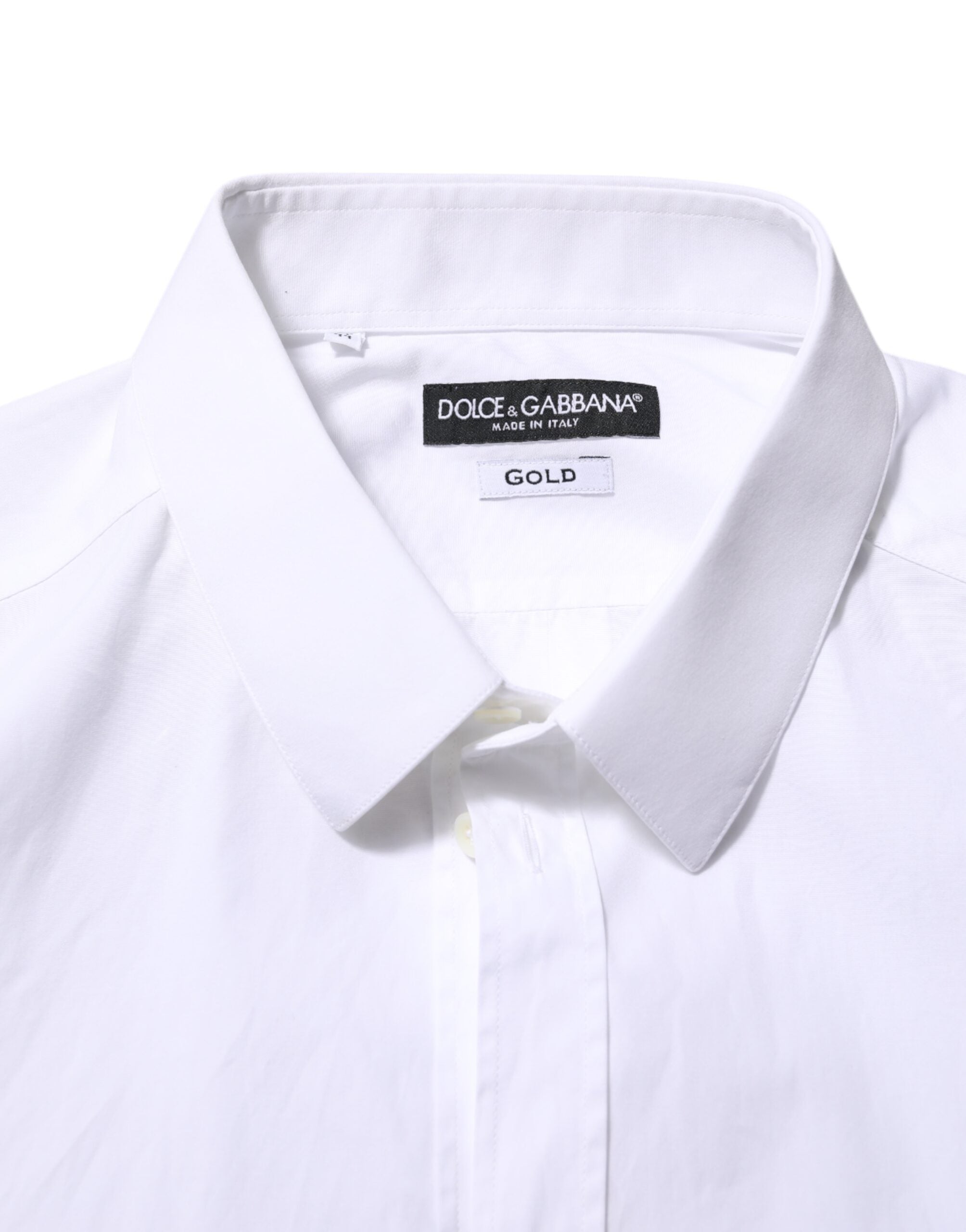 Dolce & Gabbana White Cotton GOLD Formal Shirt - Timeless Elegance
