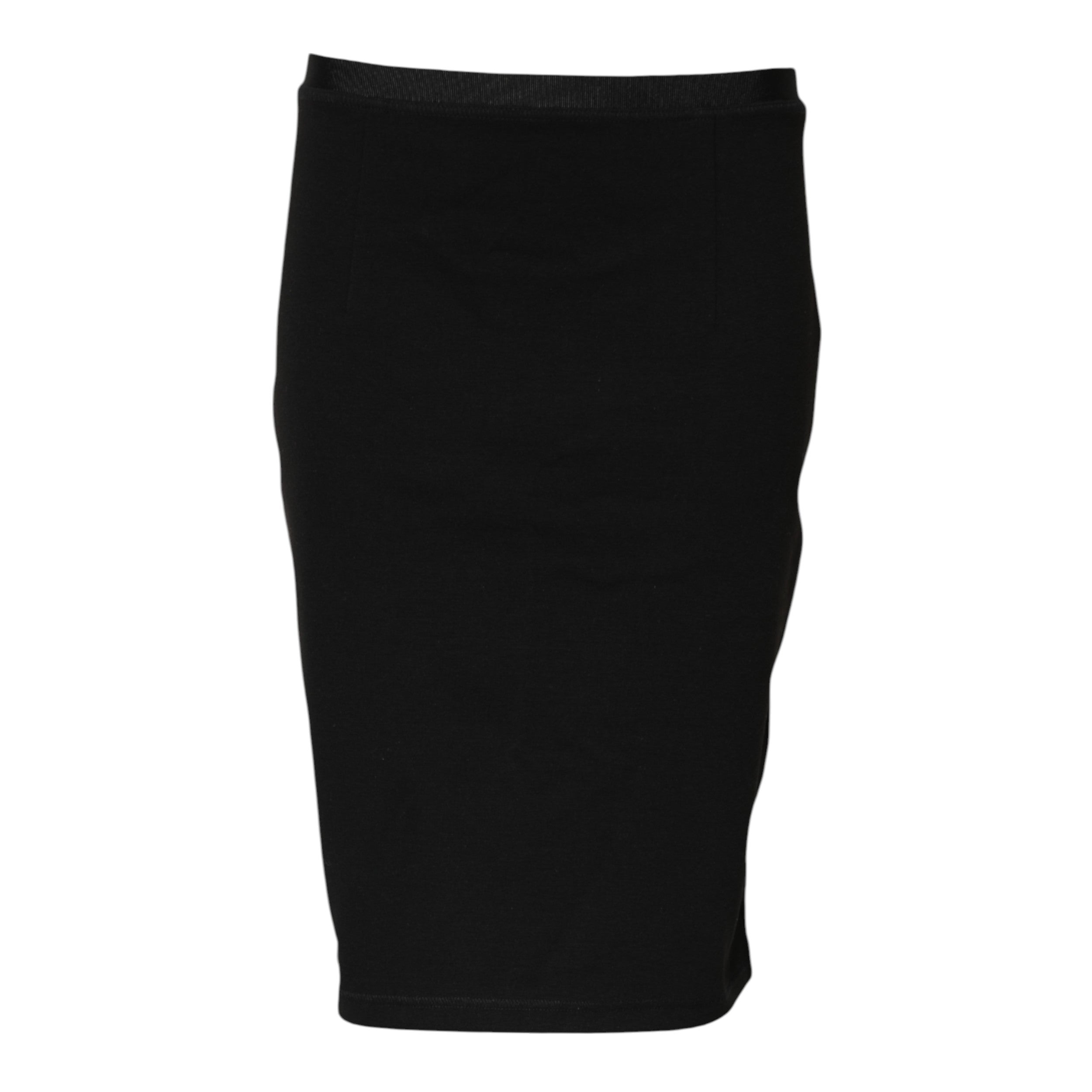 Elevate your wardrobe with the GF Ferre Black Polyester Pencil Cut Knee Length Skirt, a masterpiece of luxurious craftsmanship designed for timeless sophistication.