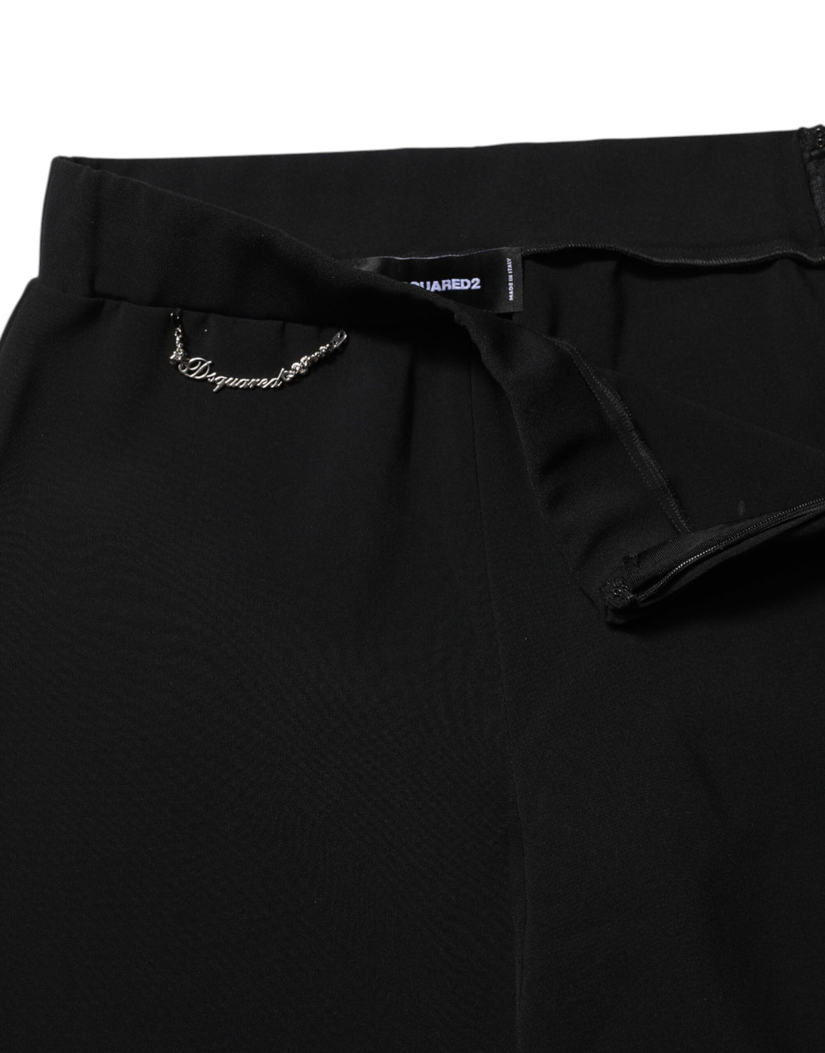 Elevate your wardrobe with Dsquared² High Waisted Flared Pants, crafted from premium polyester for timeless elegance and unmatched sophistication, perfect for any occasion.
