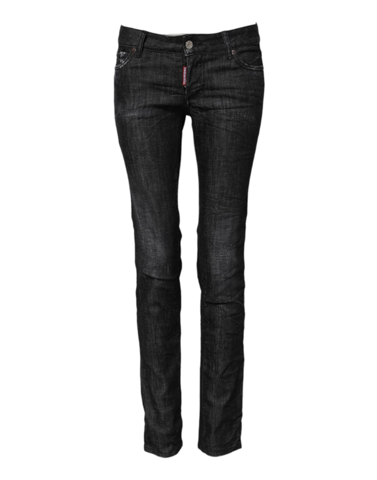 Indulge in the sophistication of Dsquared²'s black cotton low waist skinny jeans, where impeccable craftsmanship meets luxurious comfort for the discerning individual.