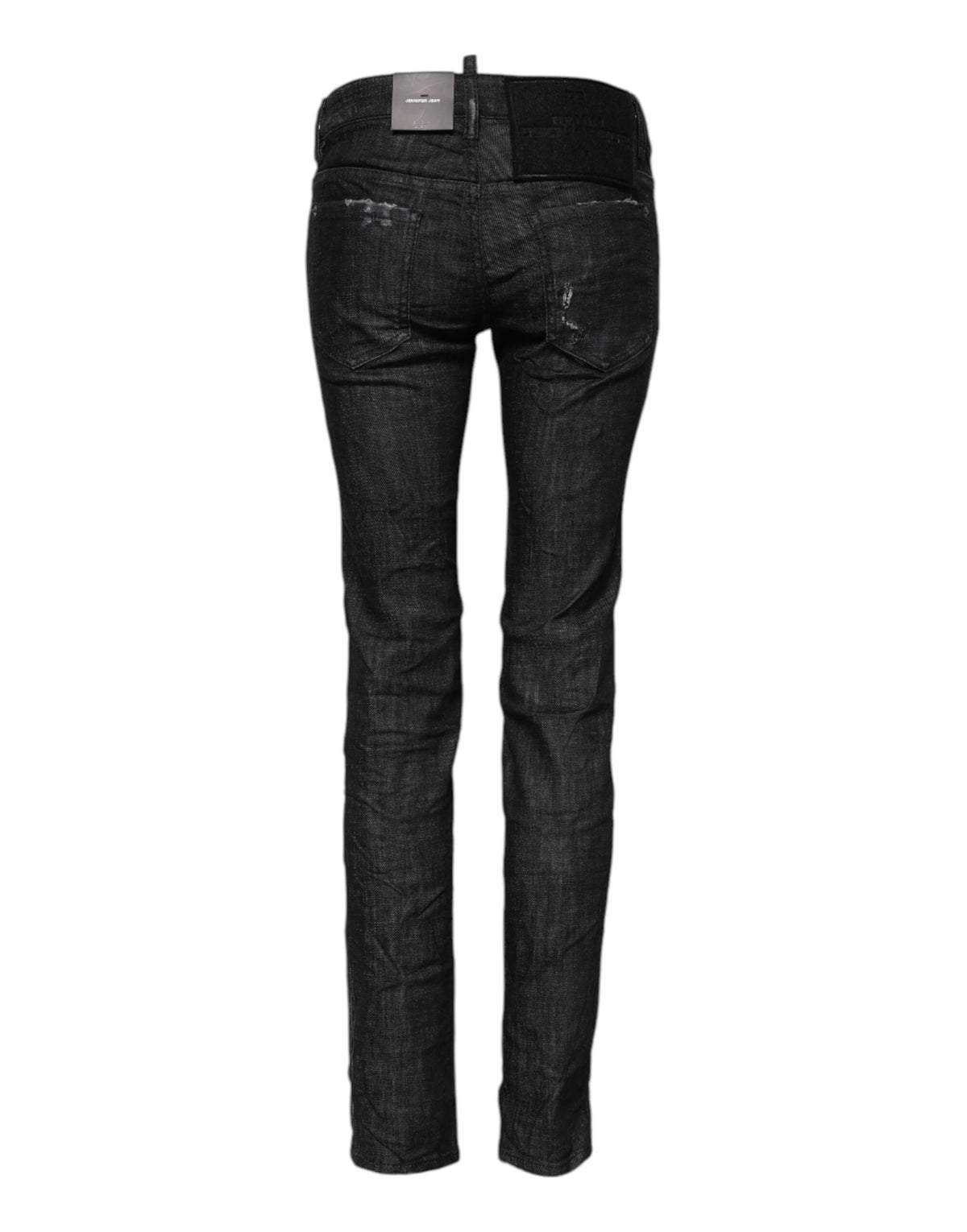 Indulge in the exquisite allure of Dsquared²'s black cotton low waist skinny jeans, where impeccable craftsmanship meets luxurious comfort, perfect for the discerning individual.