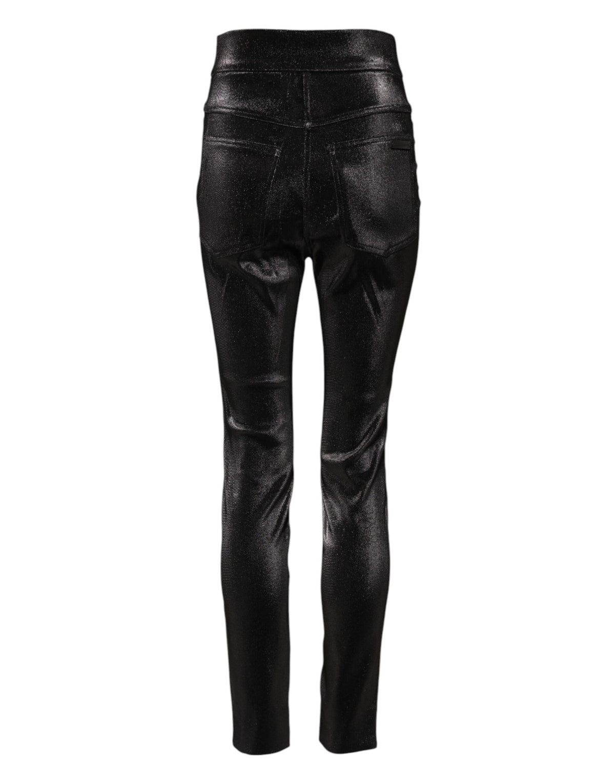 Elevate your style with Dolce & Gabbana's Black Cotton Stretch Silver Lurex Thread Pants, where exquisite craftsmanship meets luxurious allure for the discerning individual.