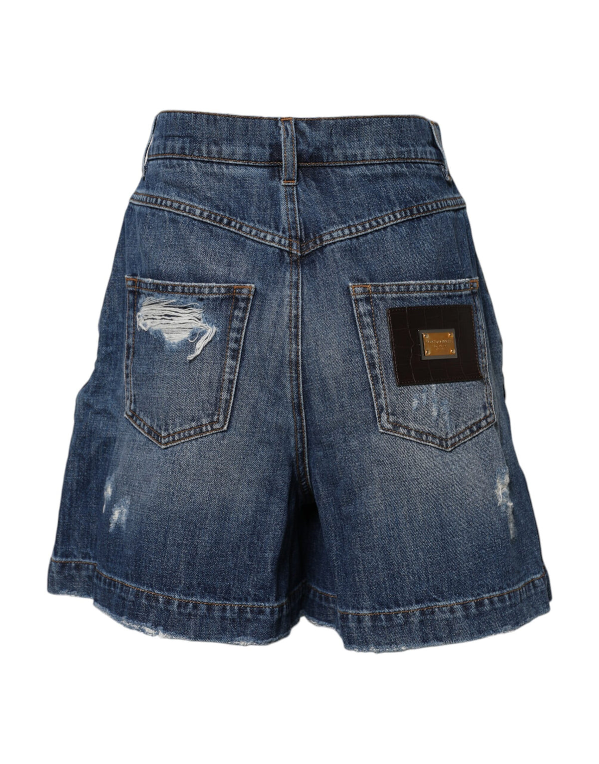 Elevate your wardrobe with Dolce & Gabbana's Blue Cotton Tattered Denim Bermuda Shorts, a luxurious blend of comfort and sophistication, crafted for the discerning individual.