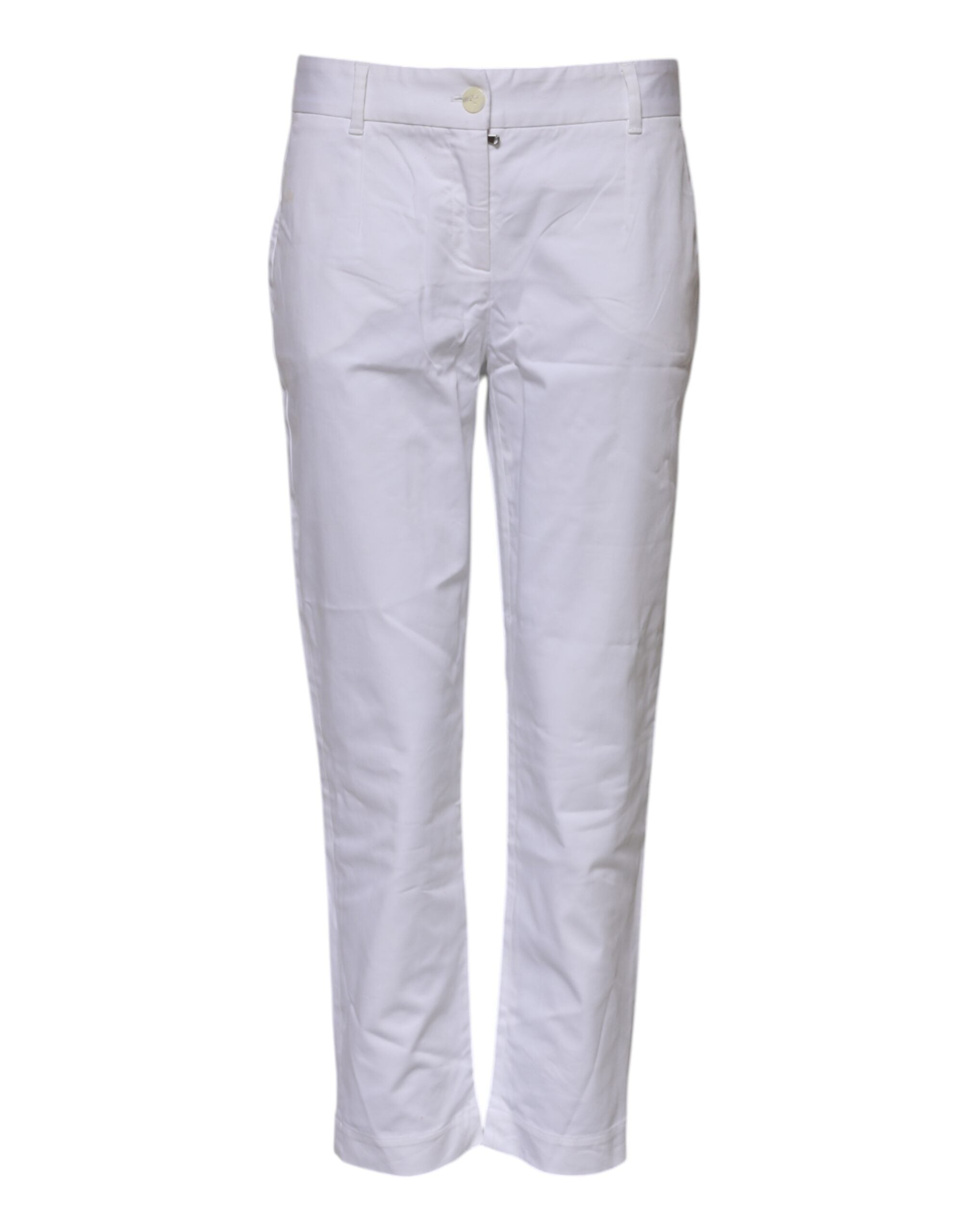 Indulge in the exquisite allure of Dolce & Gabbana White Cotton Stretch Mid Waist Jeans, where luxurious craftsmanship meets timeless elegance for a sophisticated silhouette.