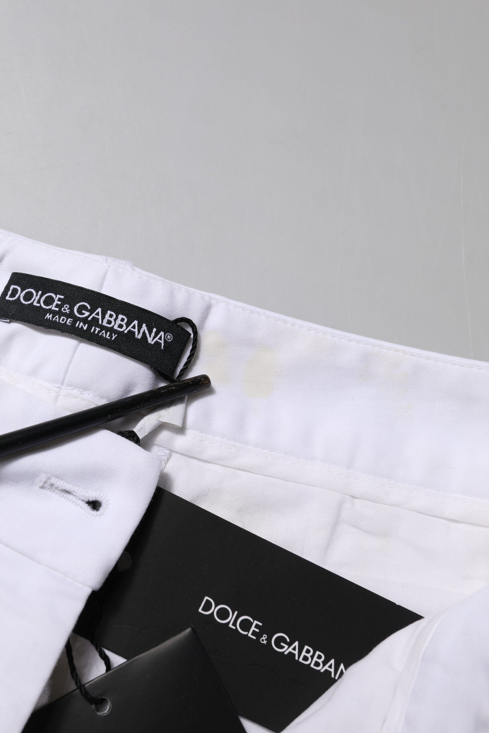 Dolce & Gabbana White Cotton Stretch Mid Waist Jeans