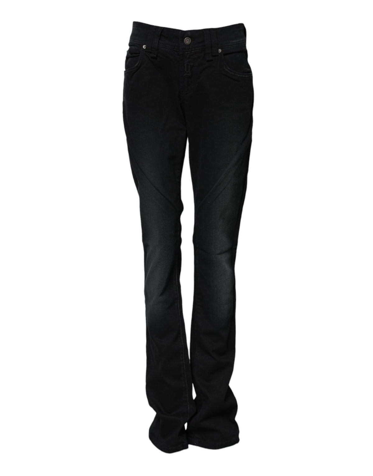 Indulge in the exquisite craftsmanship of John Galliano's Black Cotton Mid Waist Tapered Denim Jeans, where luxurious comfort meets timeless elegance for every occasion.