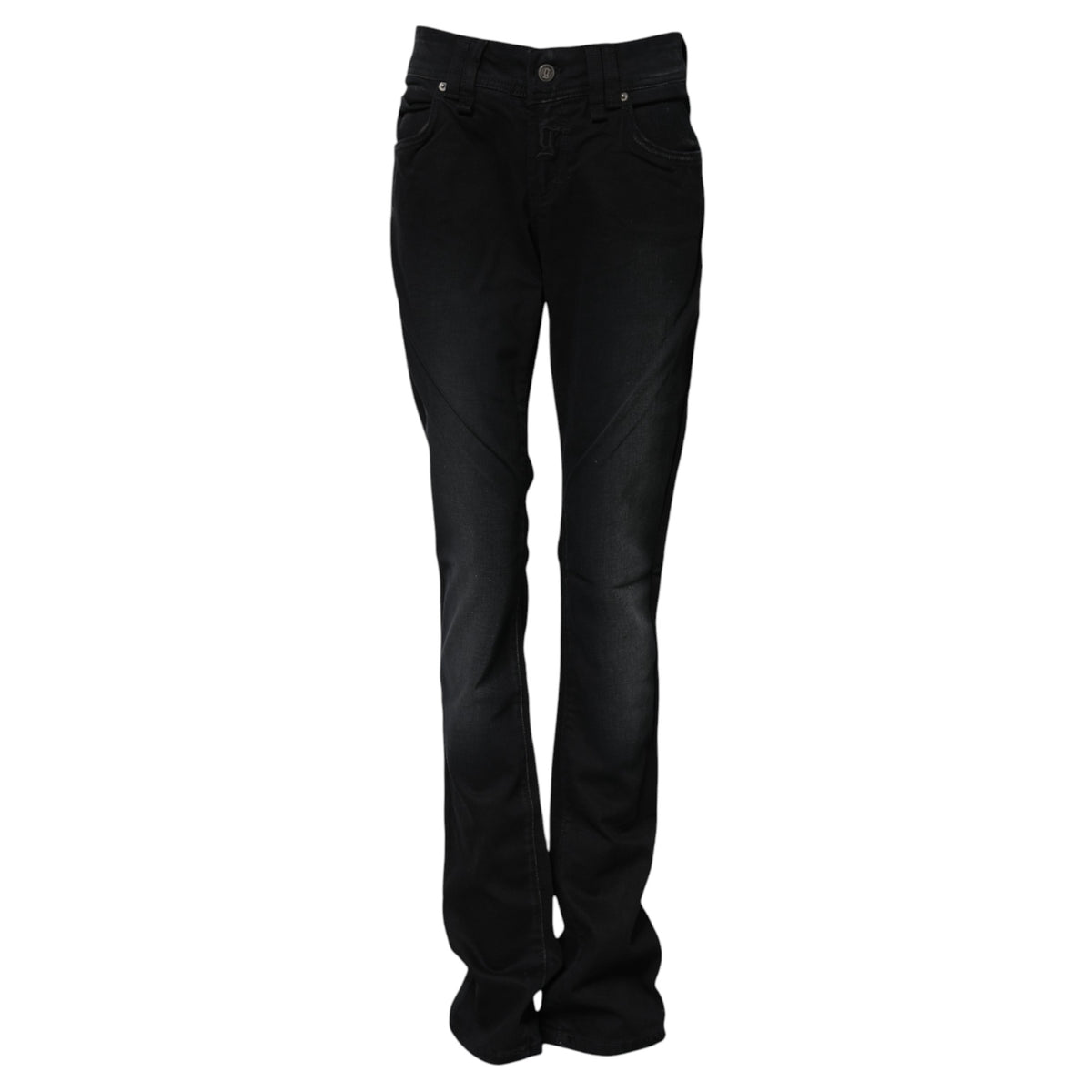 Indulge in the exquisite craftsmanship of John Galliano's Black Cotton Mid Waist Tapered Denim Jeans, where luxurious comfort meets timeless elegance for every occasion.