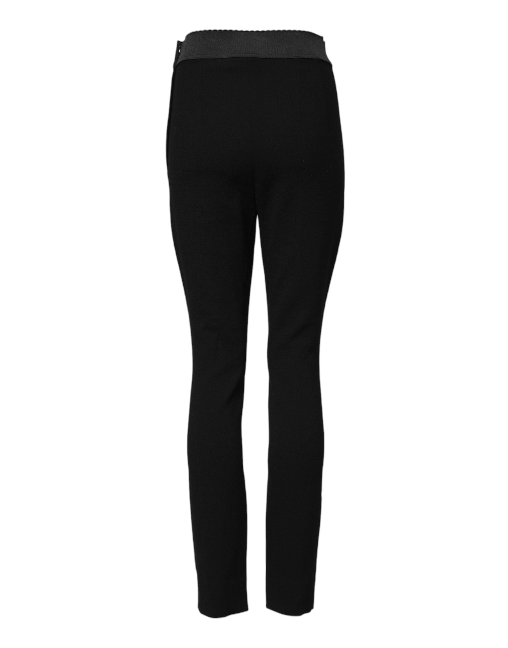 Elevate your wardrobe with Dolce & Gabbana's Black Wool Leggings, crafted from premium virgin wool for unparalleled elegance and comfort, embodying timeless luxury.