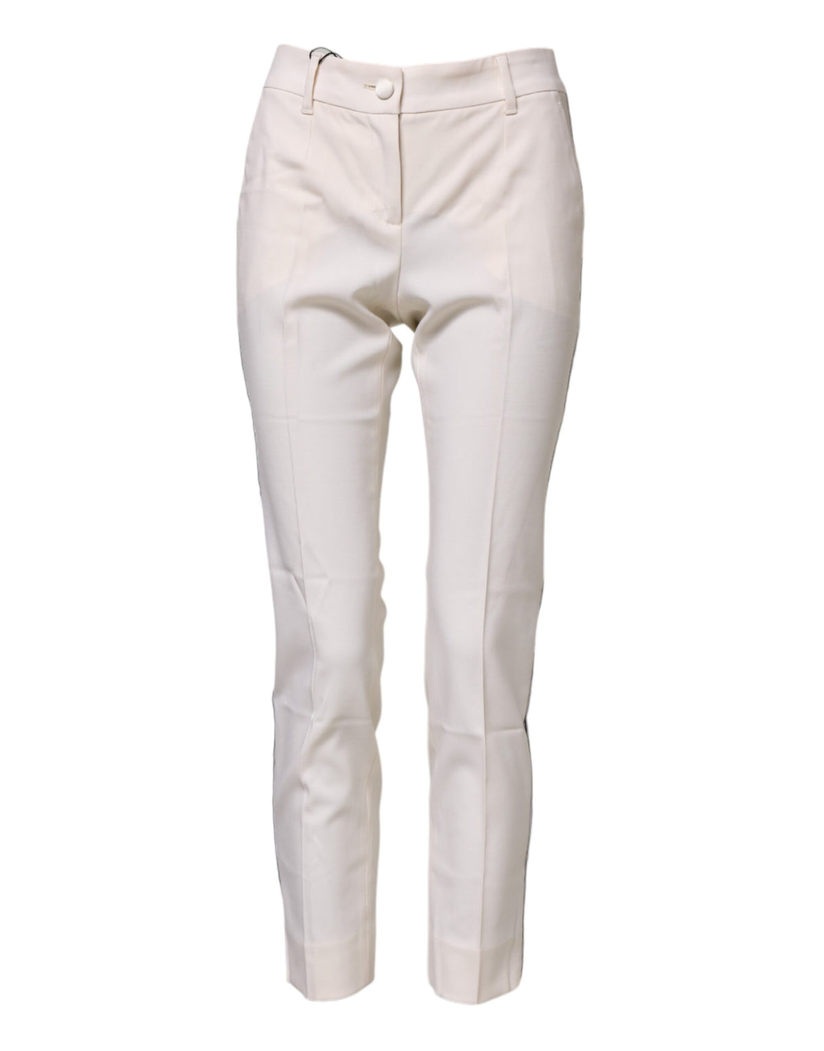 Indulge in the exquisite craftsmanship of Dolce & Gabbana's White Wool Tapered High Waist Pants, a luxurious staple that elevates your wardrobe with timeless elegance and sophistication.
