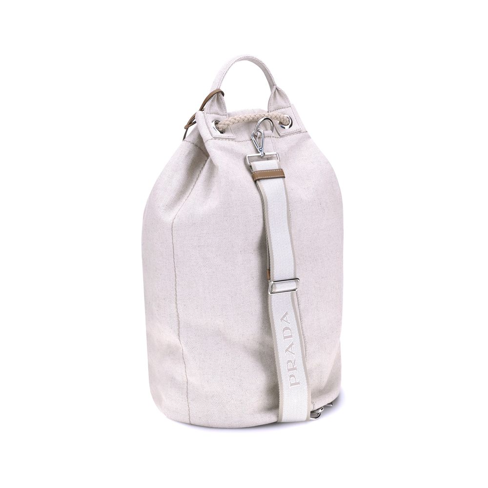 Prada White Cotton Backet Bag