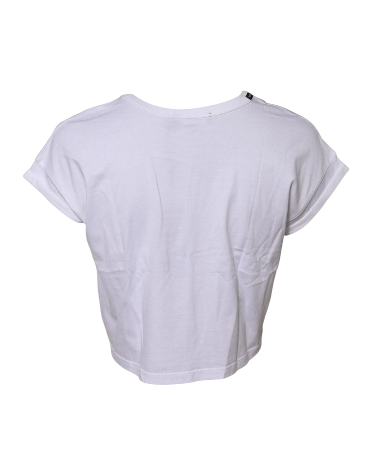 Indulge in the exquisite Dolce & Gabbana White Cotton Short Sleeves Cropped T-shirt, a luxurious blend of comfort and elegance, perfect for the discerning individual.