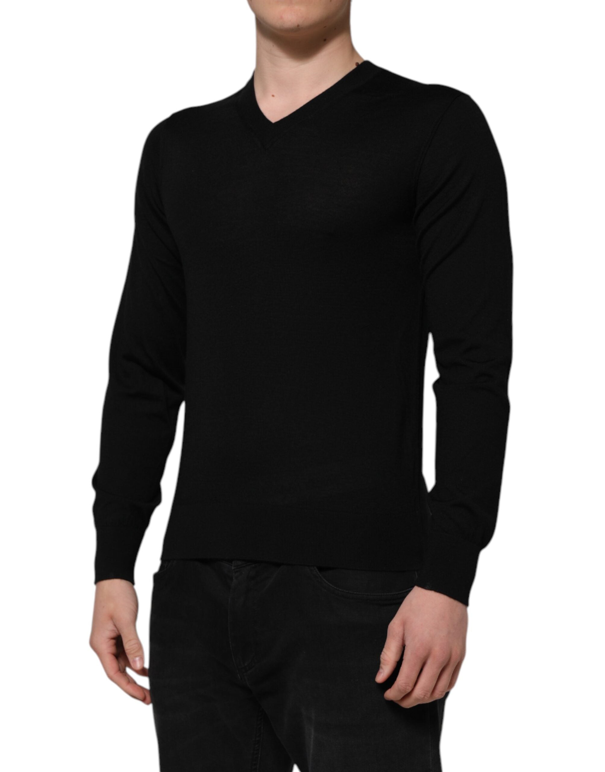 Dolce & Gabbana Dark Gray Virgin Wool Pullover Sweater Elegance