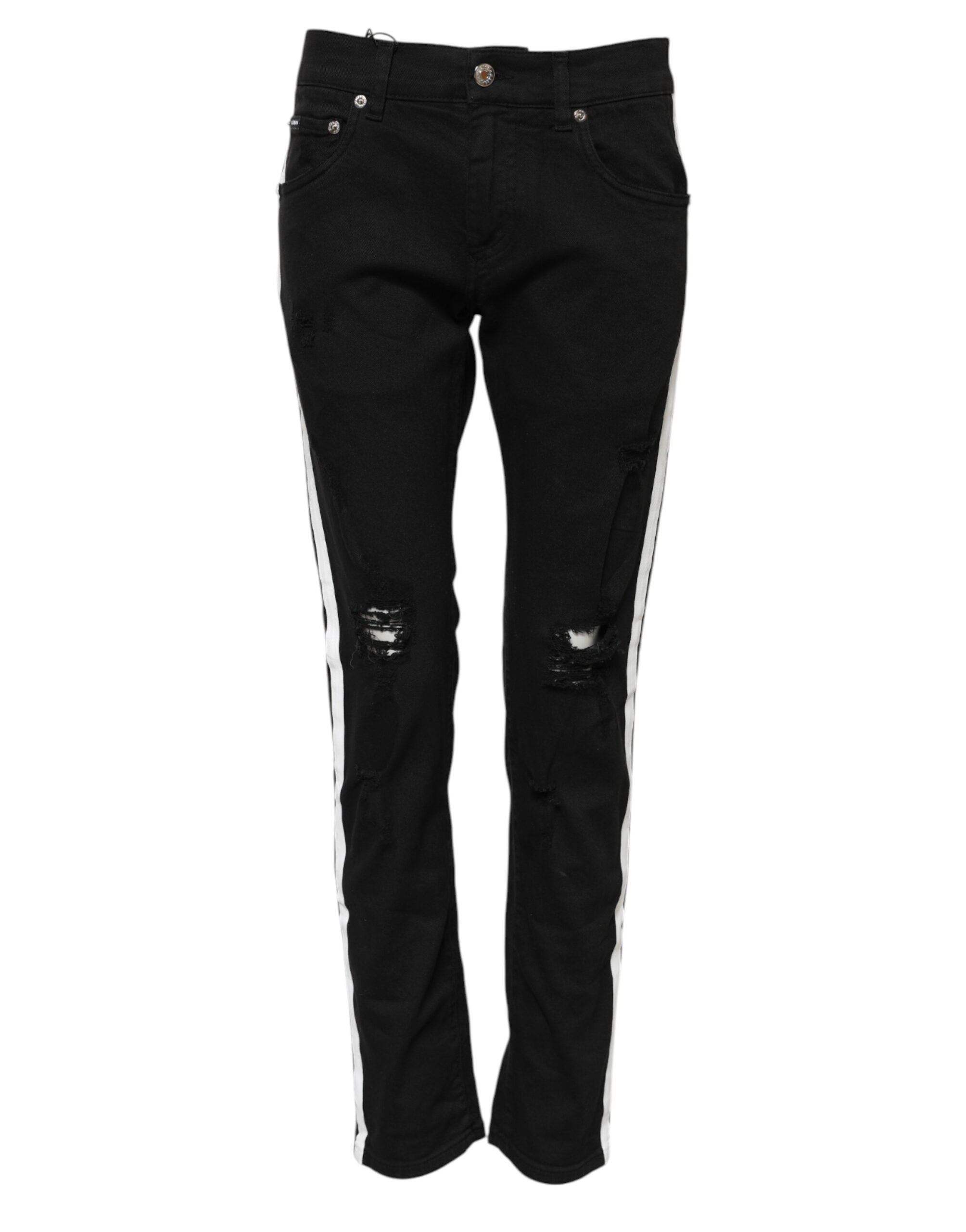 Dolce & Gabbana Black Tattered Skinny Denim Jeans - Luxurious Style