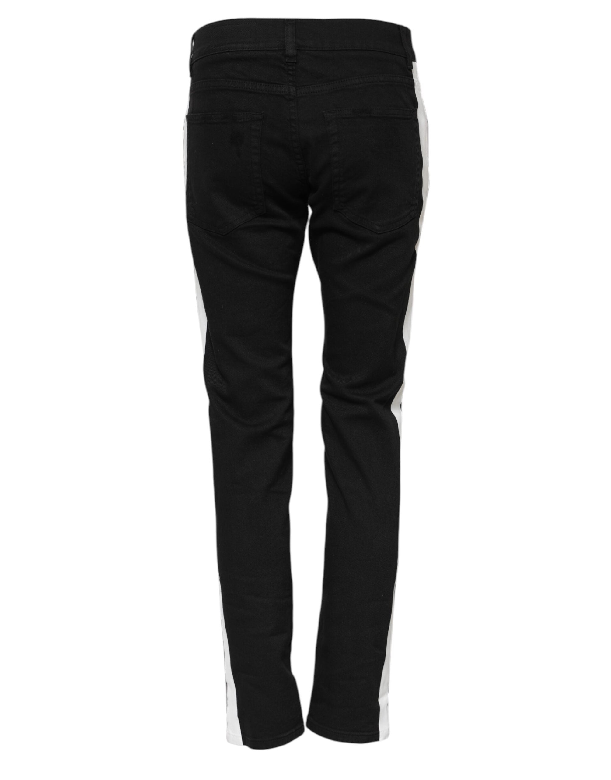 Dolce & Gabbana Black Tattered Skinny Denim Jeans - Italian Luxury