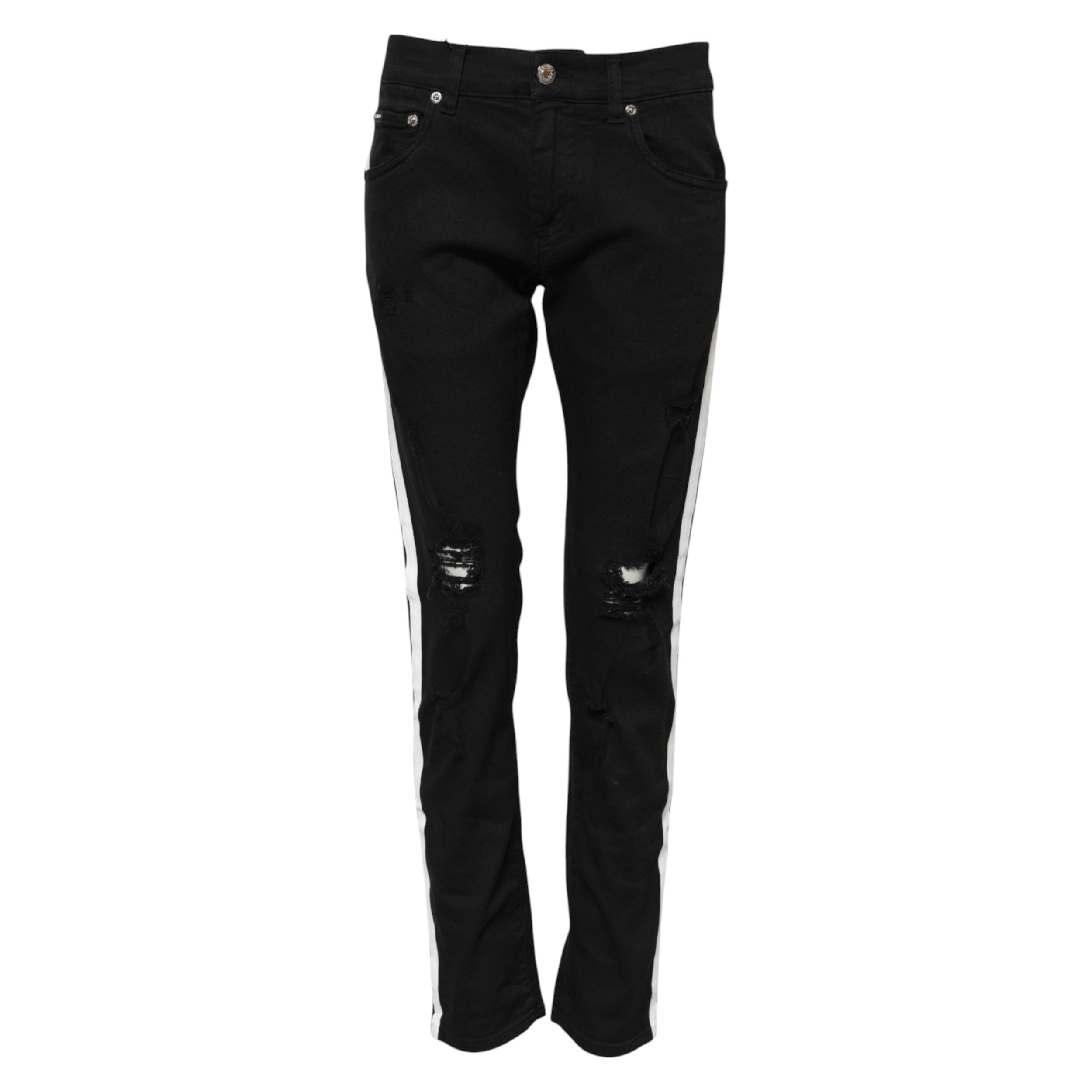 Dolce & Gabbana Black Tattered Skinny Denim Jeans - Luxury Redefined