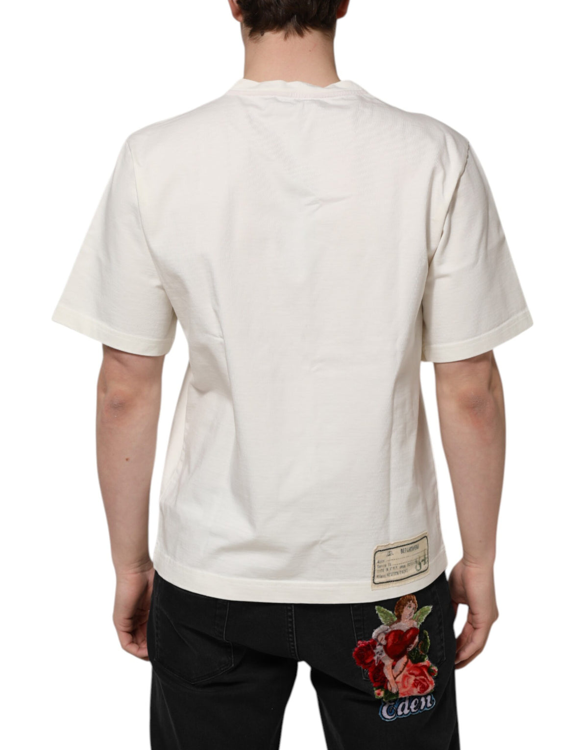 Elevate your wardrobe with the Dolce & Gabbana White Love Peace T-shirt, crafted from premium cotton in Italy, embodying timeless elegance and effortless sophistication.