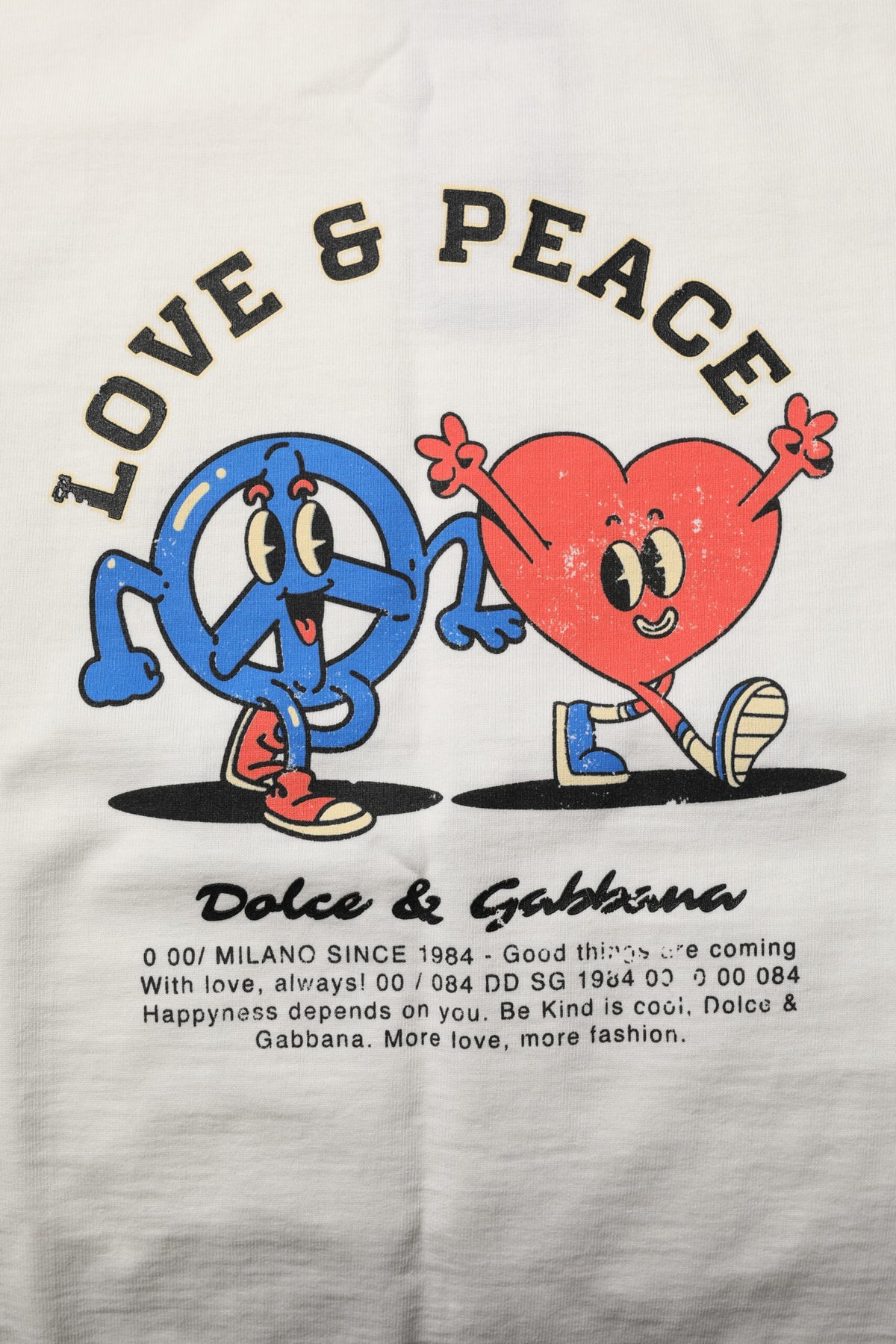 Elevate your wardrobe with the Dolce & Gabbana White Love Peace Cotton Men Crew Neck T-shirt, a luxurious blend of comfort and sophistication, crafted in Italy for timeless elegance.