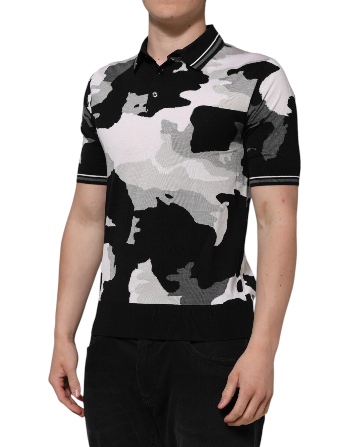 Dolce & Gabbana Multicolor Camouflage Polo T-shirt in Silk