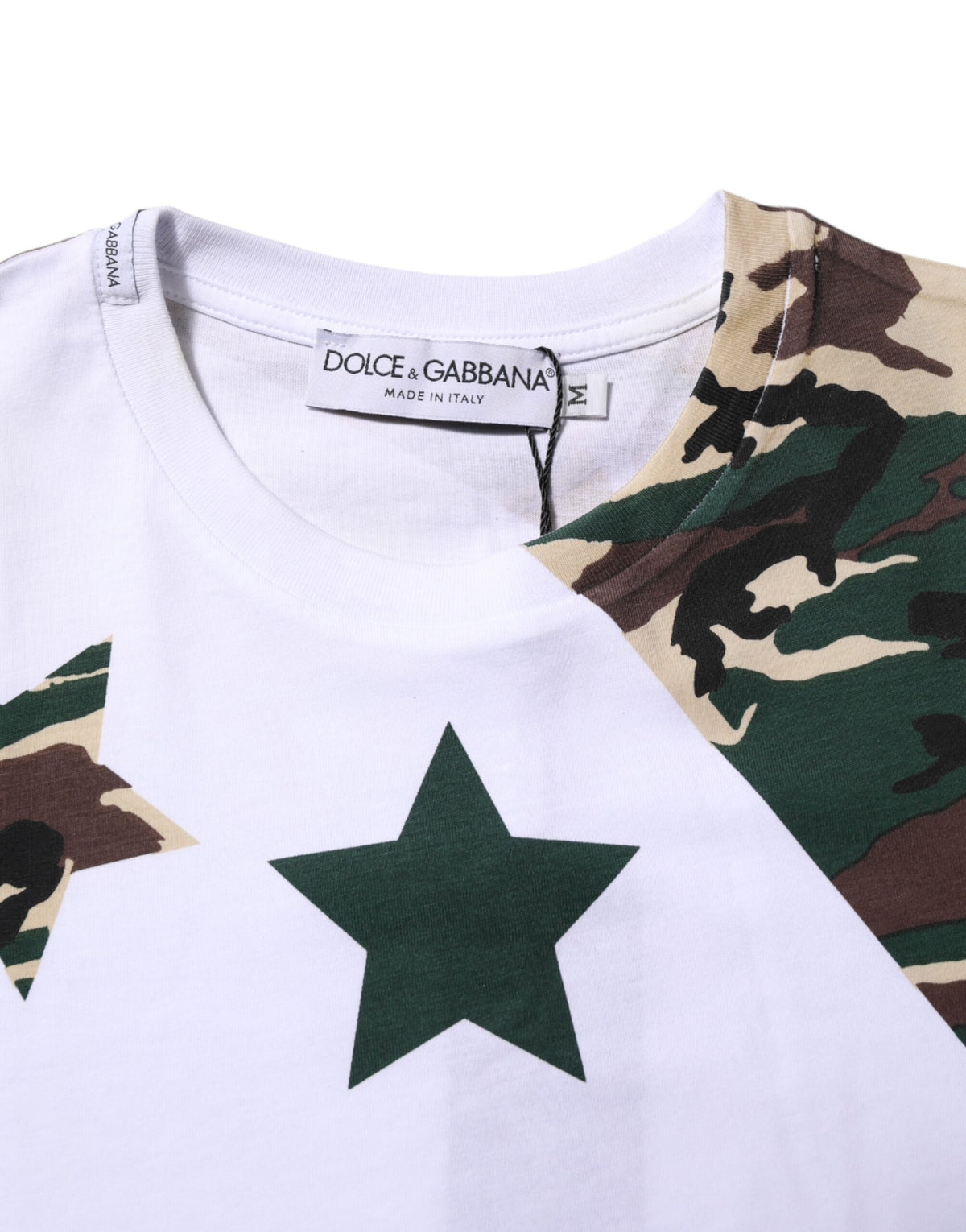 Indulge in the exquisite Dolce & Gabbana White Camouflage Cotton Crew Neck T-shirt, a luxurious blend of comfort and style, crafted in Italy for the discerning fashion connoisseur.