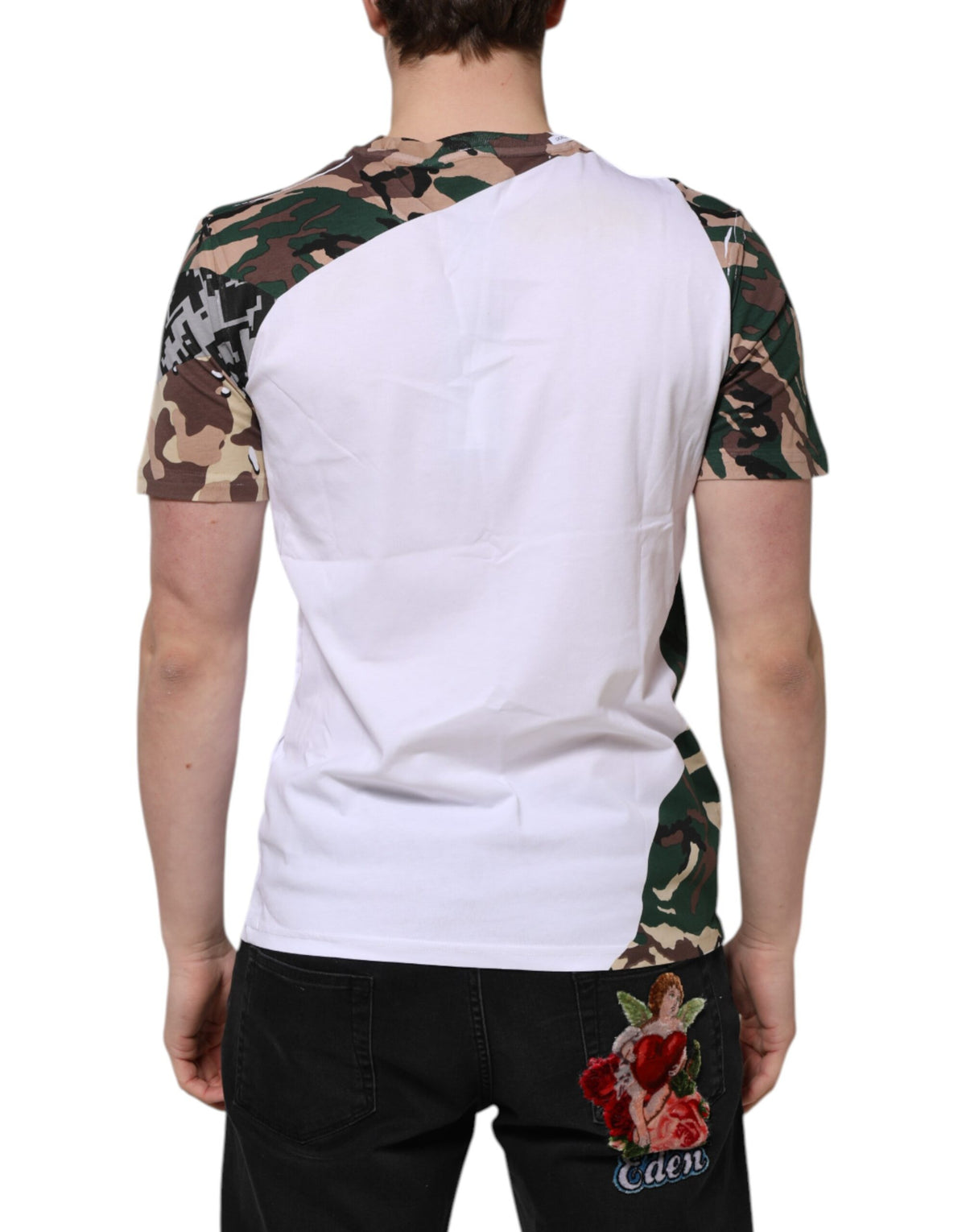 Indulge in the exquisite Dolce & Gabbana White Camouflage Cotton Men Crew Neck T-shirt, where luxurious craftsmanship meets timeless elegance, perfect for the discerning fashion connoisseur.