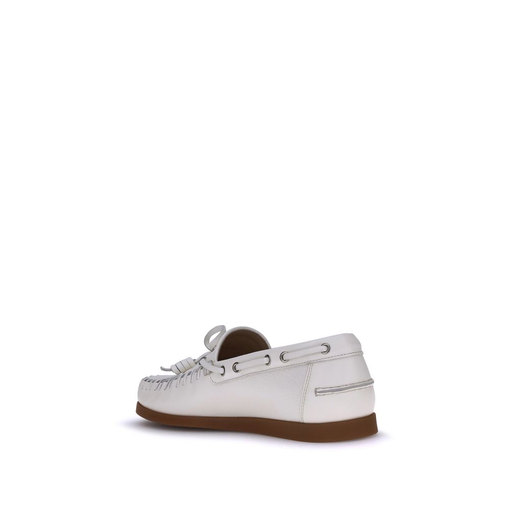 Valentino Garavani White Calf Leather Bos Taurus Slip-On Loafers