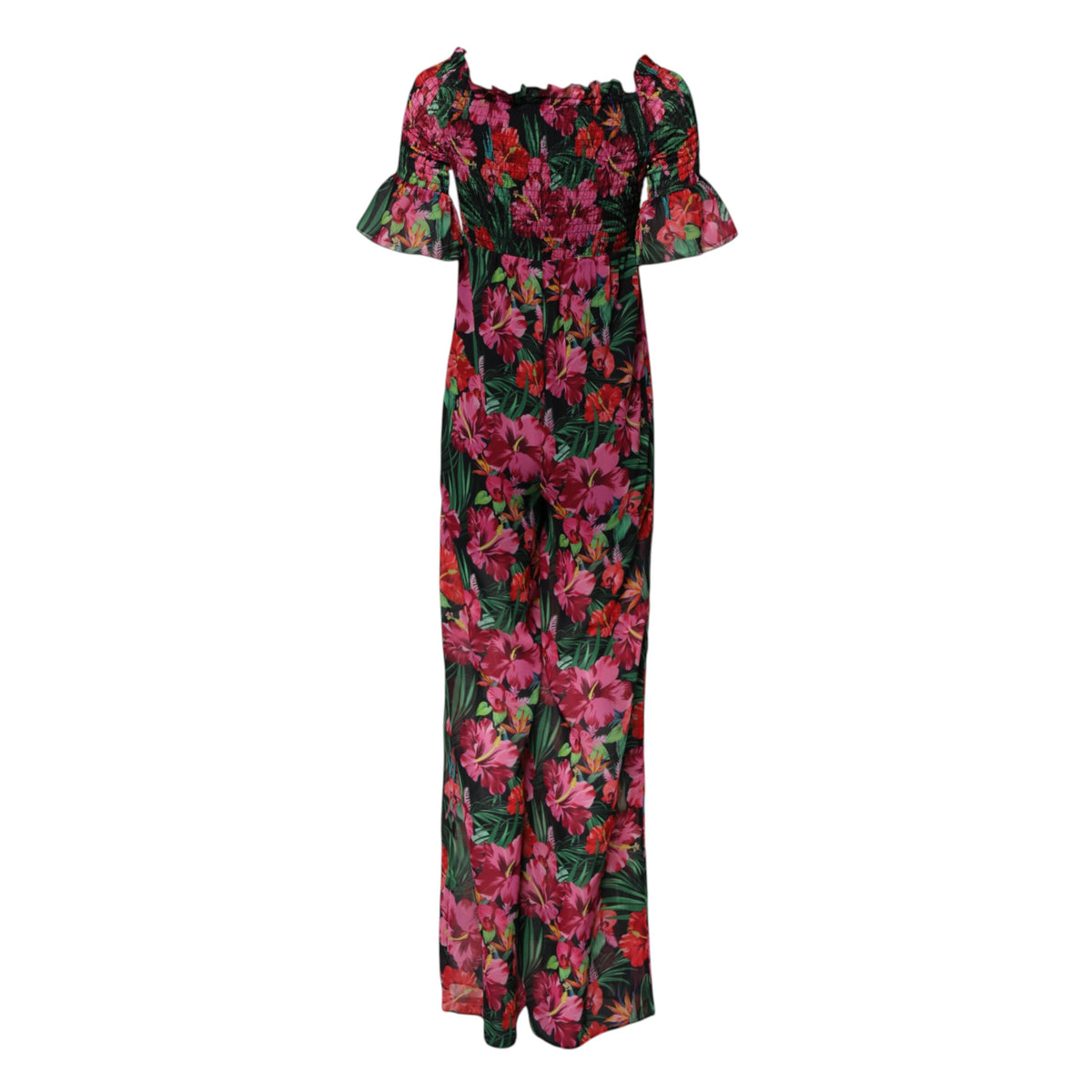 Elevate your style with the Patrizia Pepe Multicolor Floral Print Overall Jumpsuit Dress, a masterpiece of Italian craftsmanship that embodies elegance and allure.