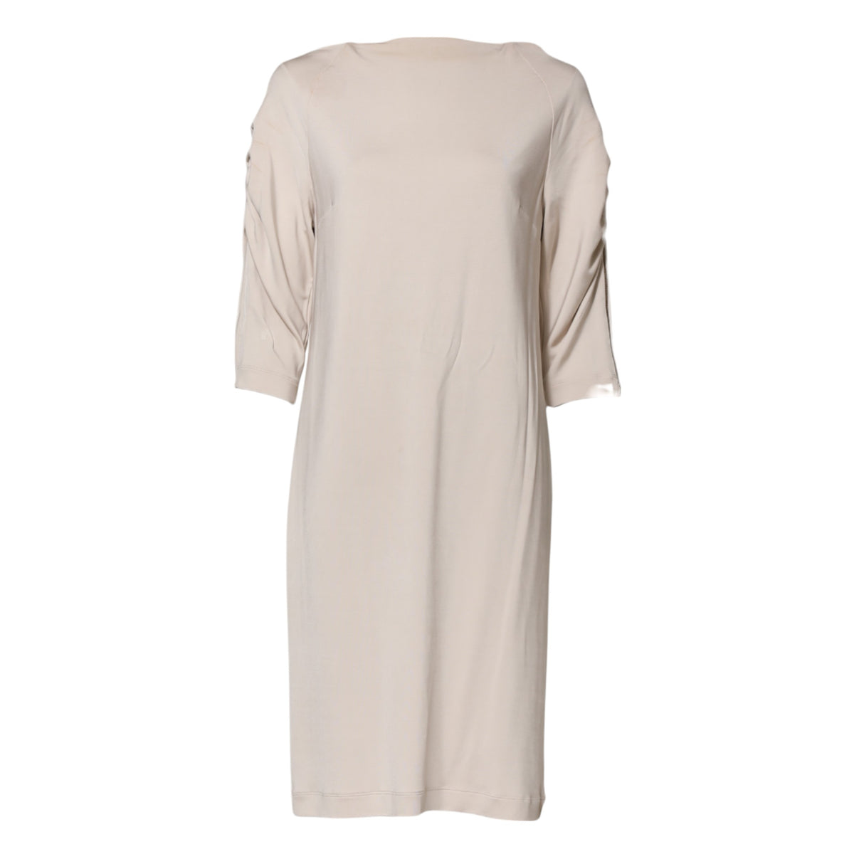 Indulge in the exquisite allure of the Roberto Cavalli Ivory Viscose Sheath Dress, a timeless piece that embodies Italian craftsmanship and luxurious elegance for every occasion.