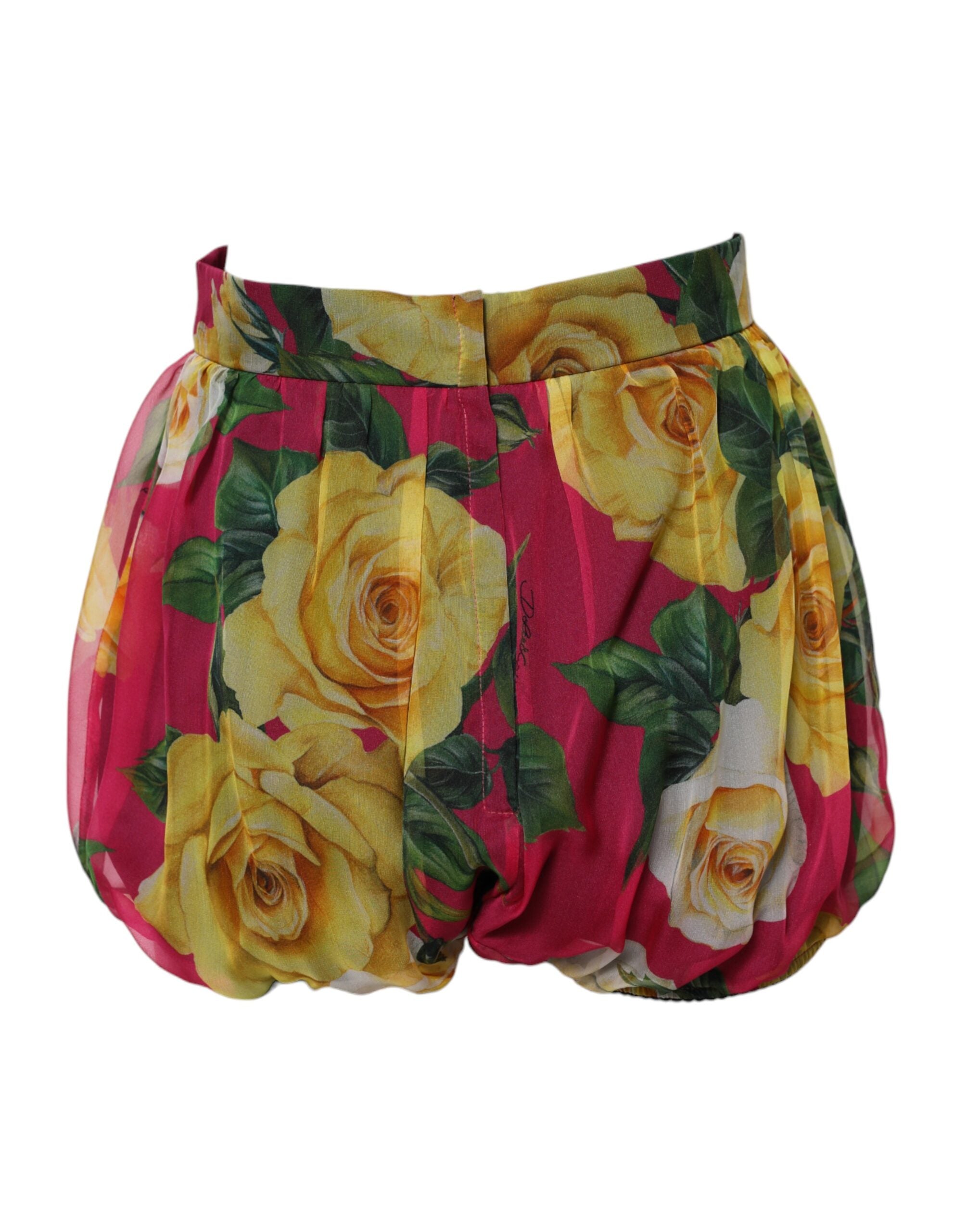 Experience the allure of Dolce & Gabbana's Red Floral High Waist Silk Hot Pants, where exquisite craftsmanship meets luxurious silk for timeless elegance.
