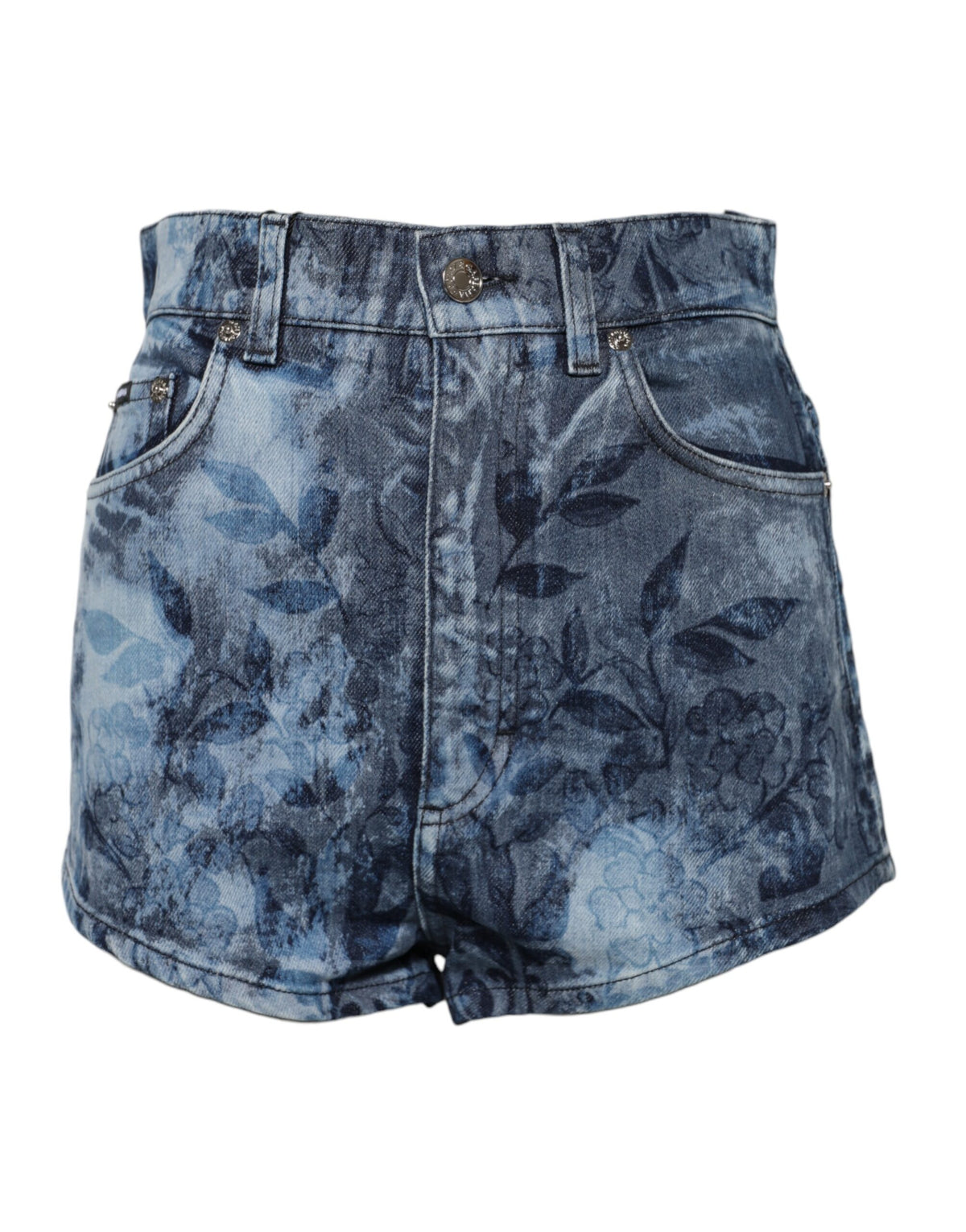 Indulge in the exquisite craftsmanship of Dolce & Gabbana's Blue Floral Print Denim Cotton Hot Pants, where luxurious elegance meets timeless allure for the discerning individual.