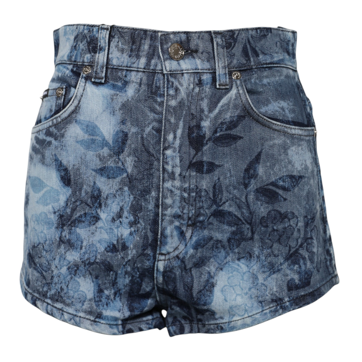 Indulge in the exquisite Dolce & Gabbana Blue Floral Print Denim Cotton Hot Pants, crafted in Italy for a luxurious fit that celebrates confident femininity and timeless elegance.