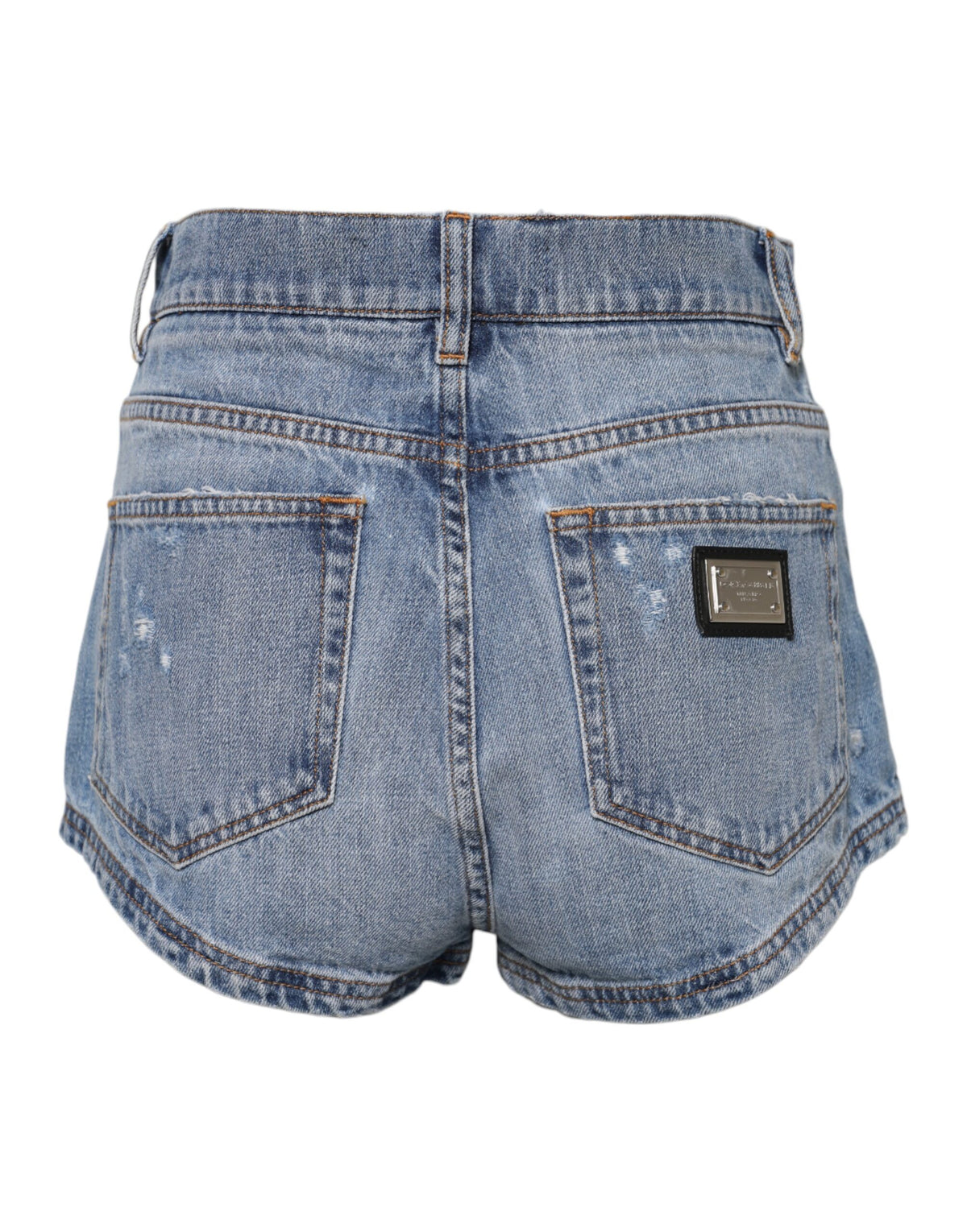 Elevate your wardrobe with Dolce & Gabbana's Blue Logo Plaque Denim Cotton Hot Pants, a luxurious blend of Italian craftsmanship and sophisticated style.