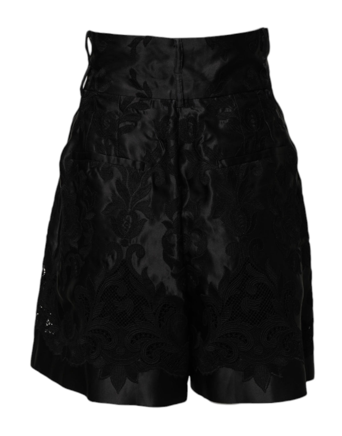 Indulge in the exquisite Dolce & Gabbana Black Floral Embroidery Silk High Waist Shorts, where luxurious silk meets intricate craftsmanship for timeless elegance.