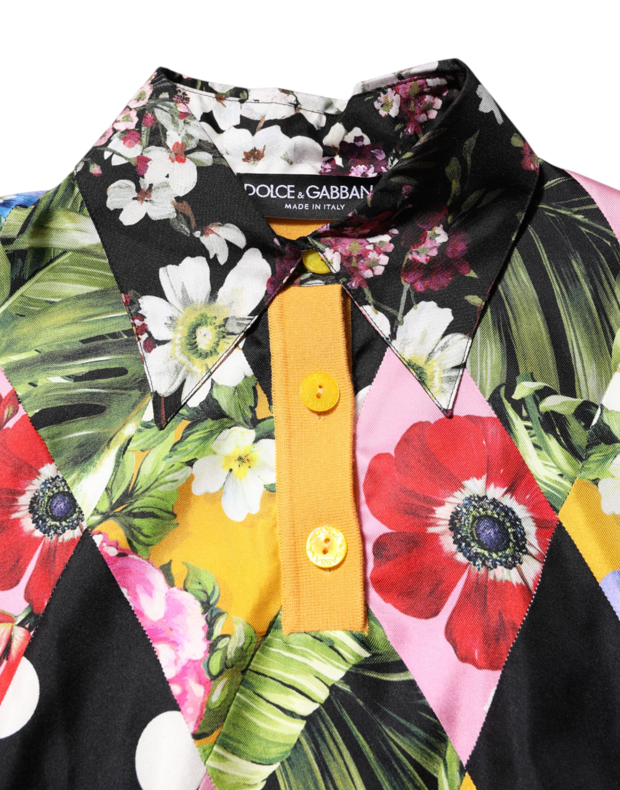 Dolce & Gabbana Floral Long Sleeves Polo Top - Italian Luxury
