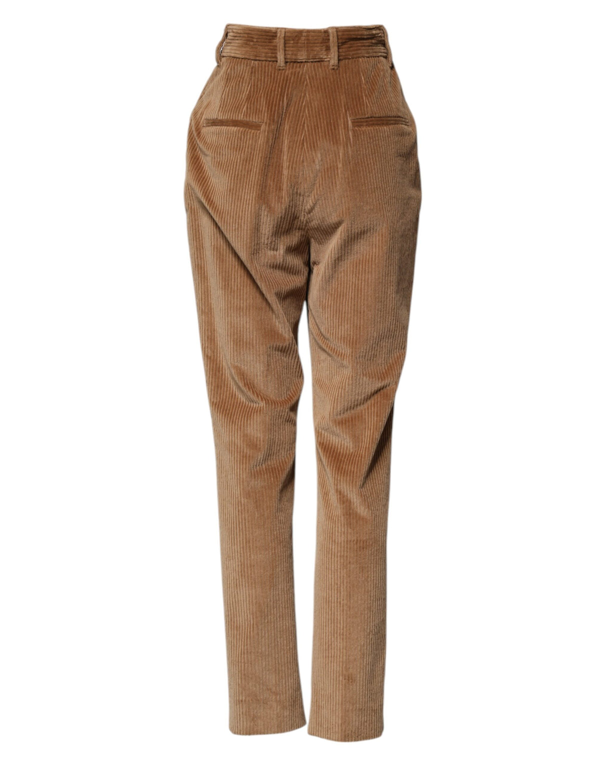 Indulge in the exquisite Dolce & Gabbana Brown Cotton Corduroy Tapered Pants, crafted in Italy for unparalleled elegance and versatility that elevates your wardrobe.